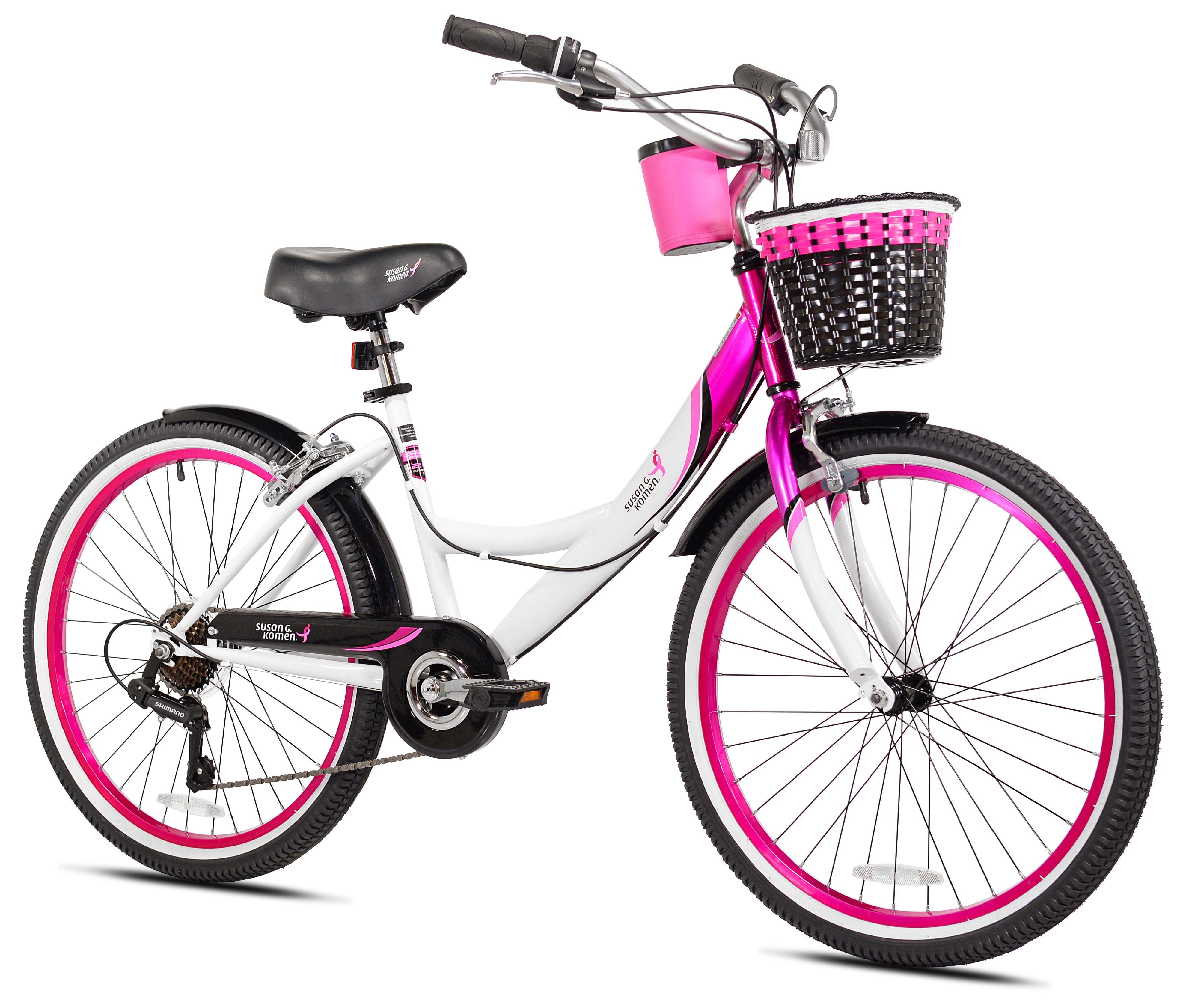 G. Komen 24 In. Multi-Speed Cruiser Girl's Bike. Pink. White and Black