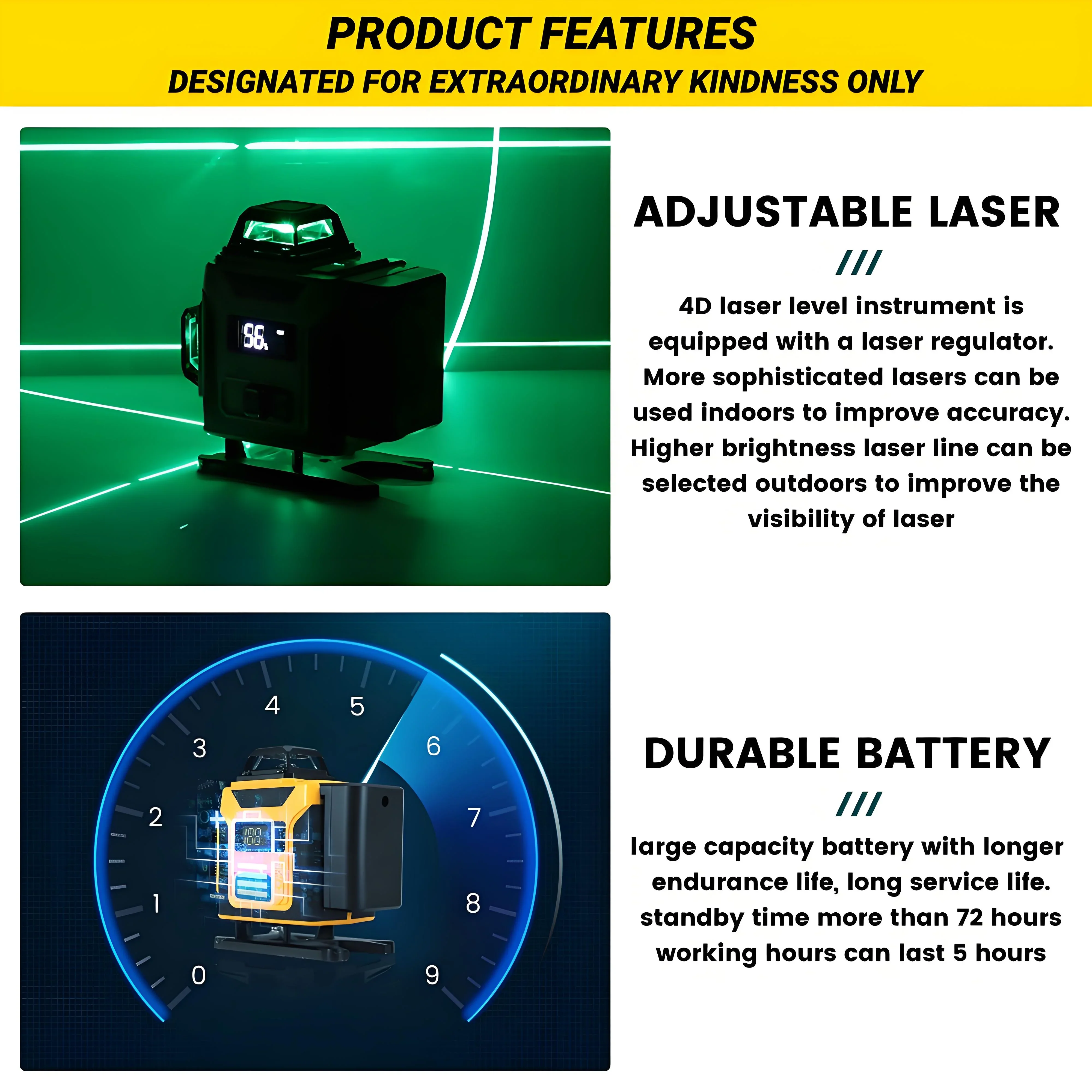 Laser Level,GOCHIFIX 16 Lines 4x360�� Green Cross Laser Level Self Leveling with Tripod,Rotating Bracket,Remote Control,Lifting Platform,Rechargeable Battery and Storage Box