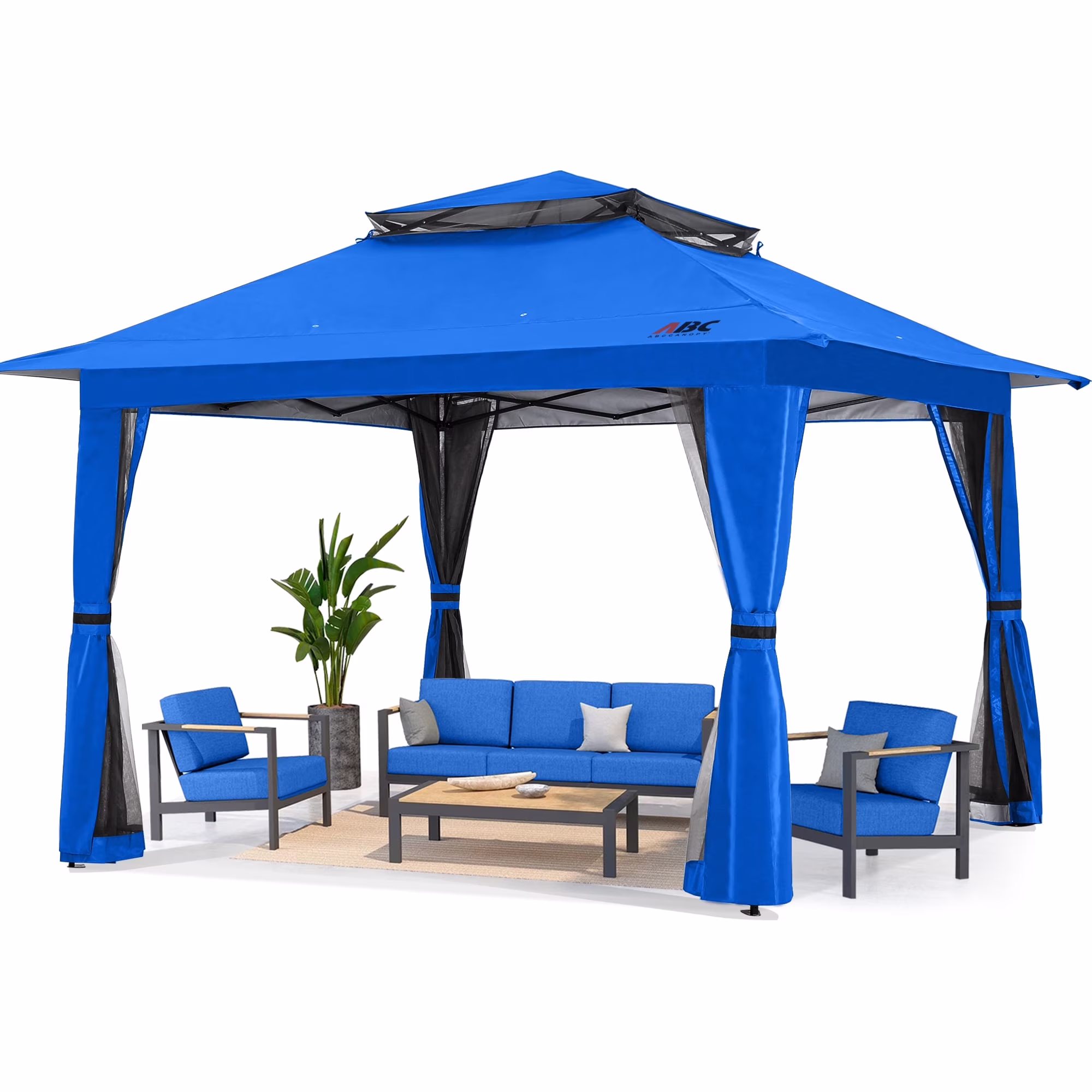 ABCCANOPY 13'X13' Gazebo Tent Outdoor Pop up Gazebo Canopy Shelter with Mosquito Netting, Blue
