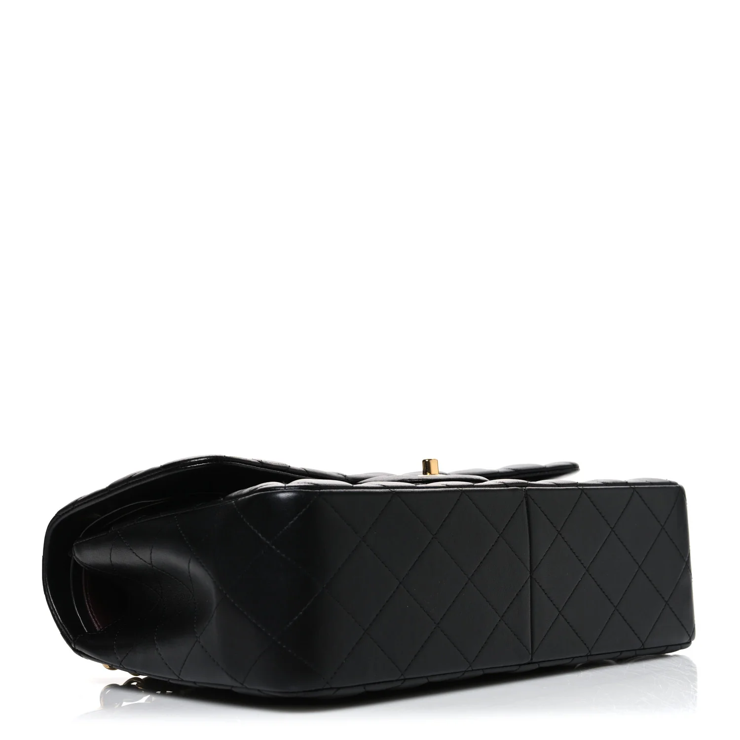 Lambskin Quilted Jumbo Double Flap Black