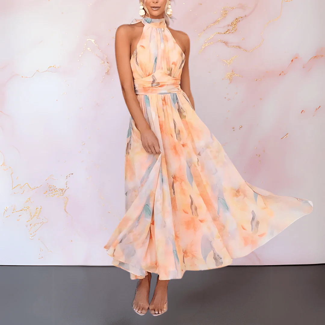 Robe longue élégante à col licou