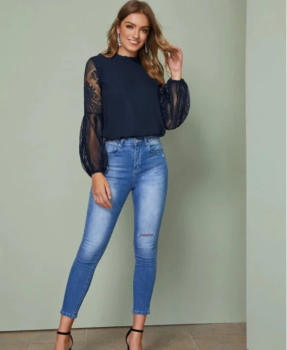 Chemisier transparent dentelle femme chic pour occasion formelle ou casual