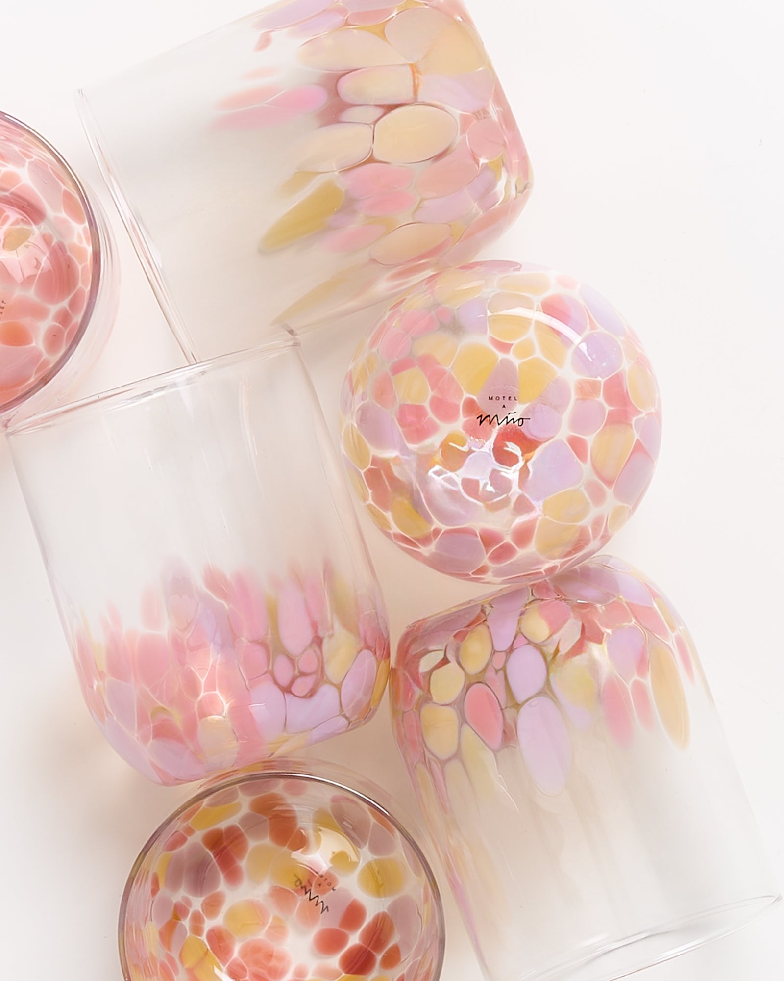 ALEGRIA - LARGE GLASS PINK SAND SET OF 6