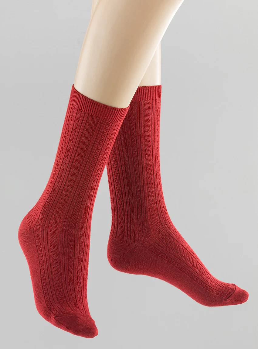 Mi-chaussettes mixtes en laine rouge