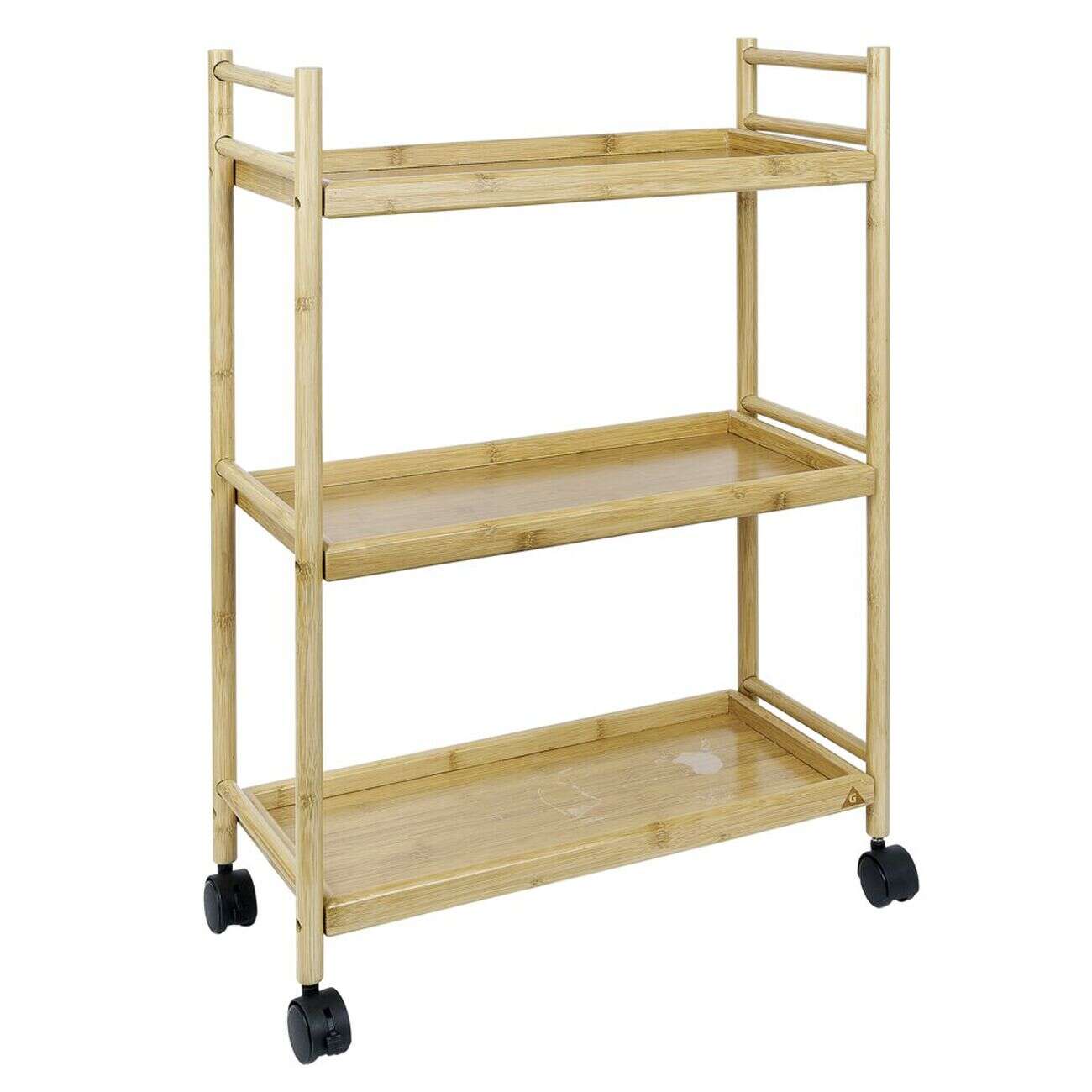 Desserte 3 niveaux à roulettes bambou et MDF 51,5x22,5xH71cm