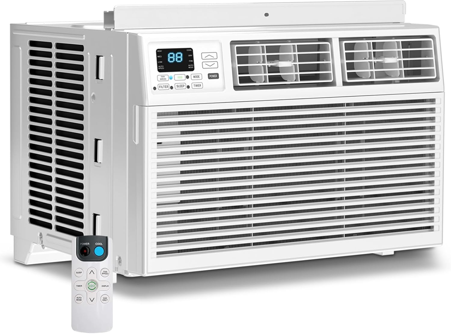 Window Air Conditioner, 8000 BTU Window AC Unit, Cool Rooms up to 350 Sq.Ft., 6-in-1 Modes,24H Timer, Energy Saving, Remote Control, Perfect for Bedroom, Apartment, Living Room, Office