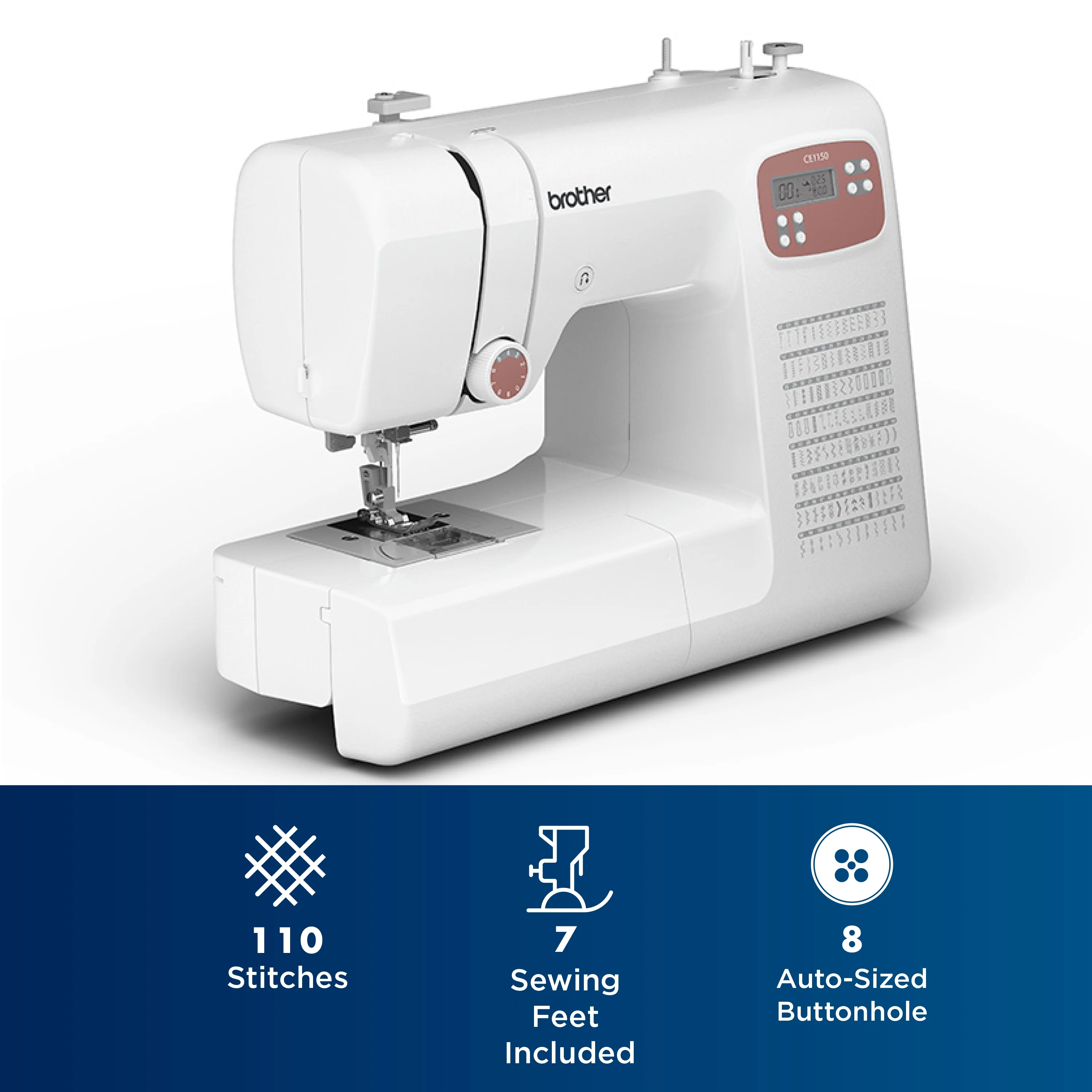 Brother CE1150 110 - Stitch Computerized Sewing Machine with Auto Needle Threader, LCD Display & Wide Range of Stitches