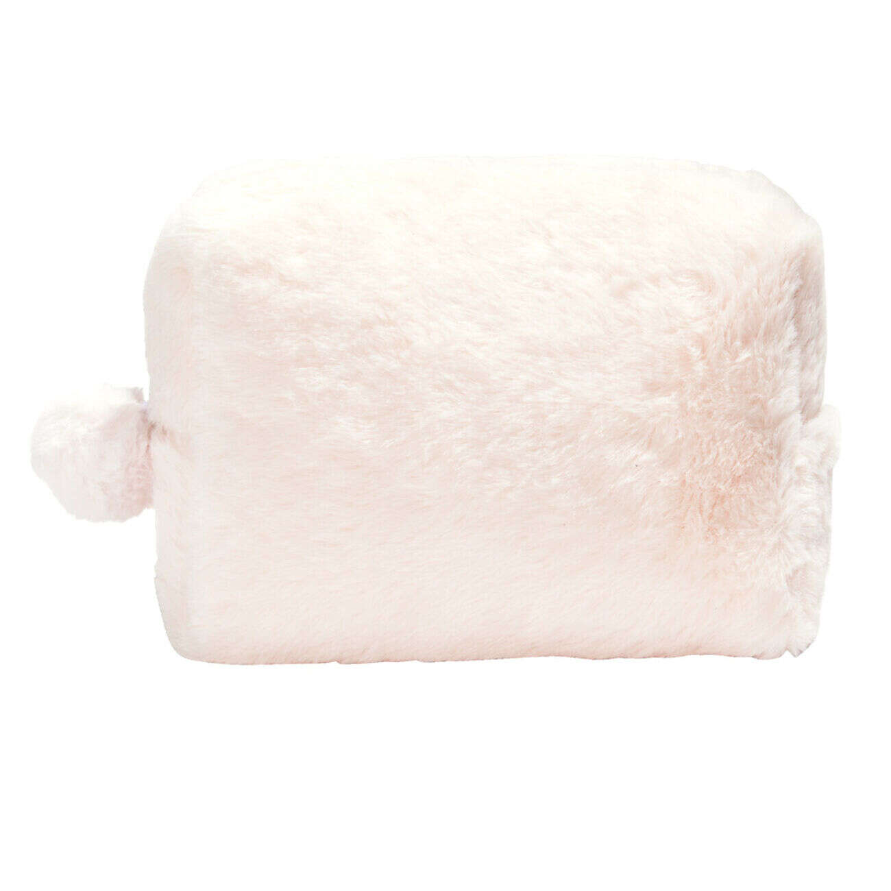 Pochette à cosmétiques fausse fourrure rose ou beige 19x9xH12cm