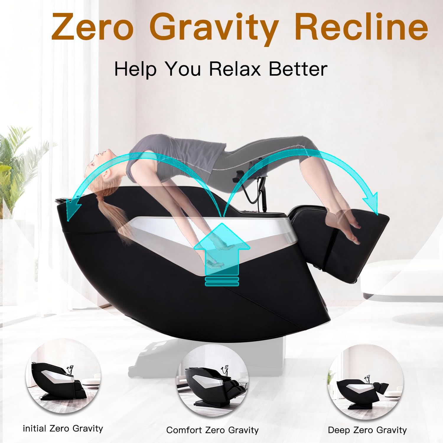 F&G Massage Chair Full Body Zero-Gravity SL Track Massage Chair  5 Level Heating Function and Airbag Massage Foot Rollers Phone Charging