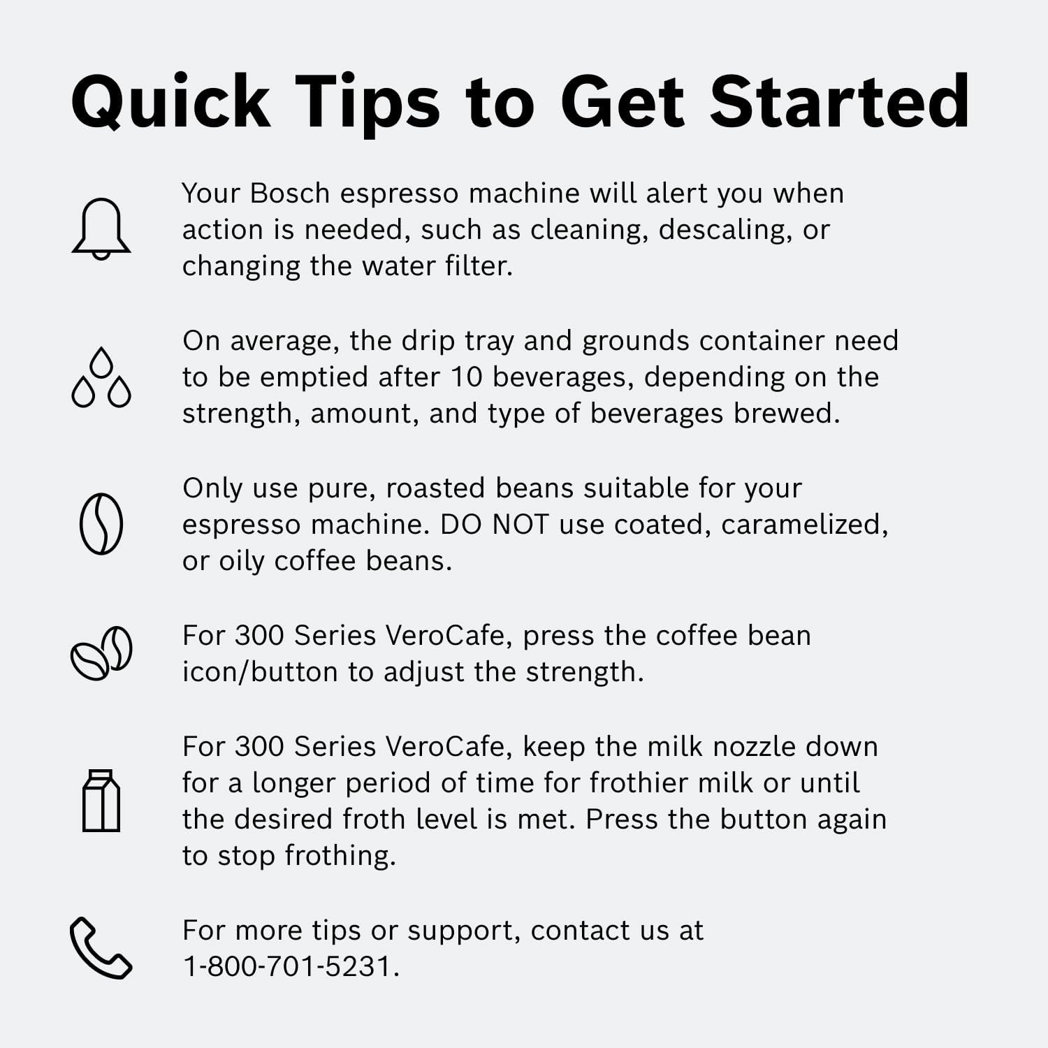 Bosch 300 Series Fully Automatic Espresso and Coffee Machine – One Touch Milk Drinks, Built-In Ceramic Grinder, In-Cup Frother, Easy Clean and Descale, Silver TIU20307