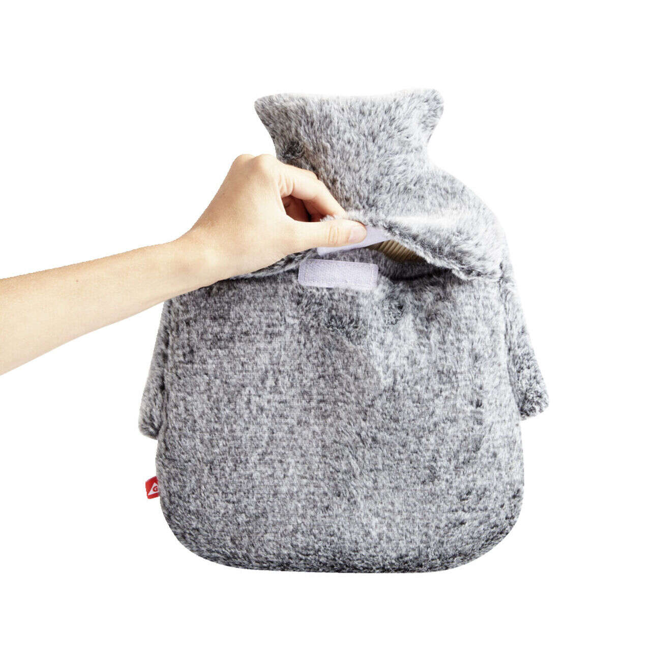 Bouillotte pour pieds 1,8L housse fausse fourrure grise