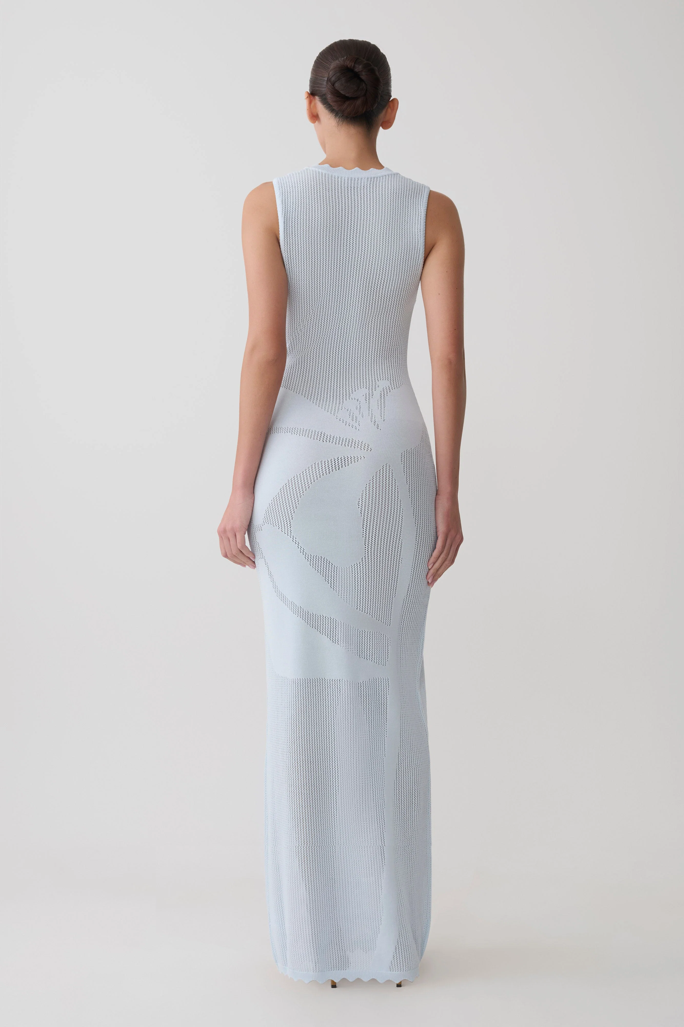 Pippa Floral Knit Maxi Dress - Light Blue