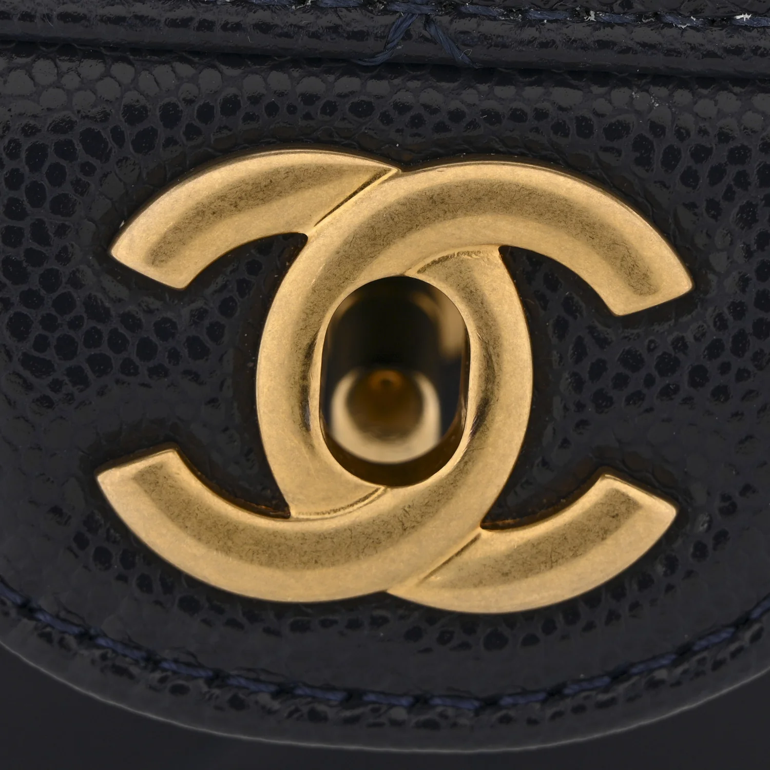 Shiny Caviar Quilted Mini Top Handle Flap Navy Blue