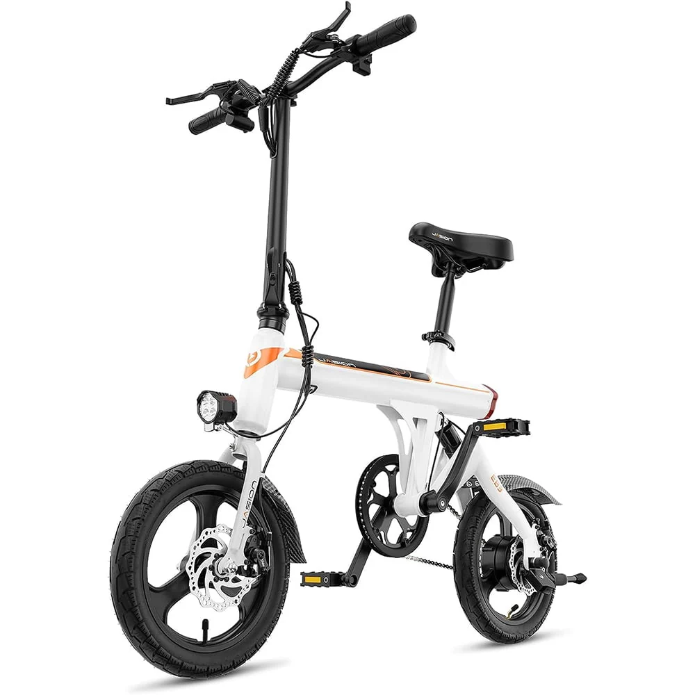 Jasion EB3 Folding Electric Bike for Adults, 350W Brushless Motor Electric Bicycles with 36V 7.5ah Battery, Center Suspension, 3 Levels Assist, 14