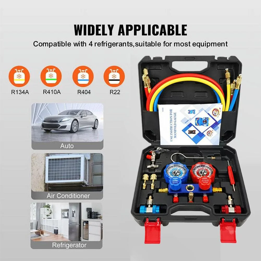 Car Conditioning Pressure Manifold Gauge Hose Kit R22 R-410A R-134a R-404A Tool Conditioner Refrigerant Filling - Image 6