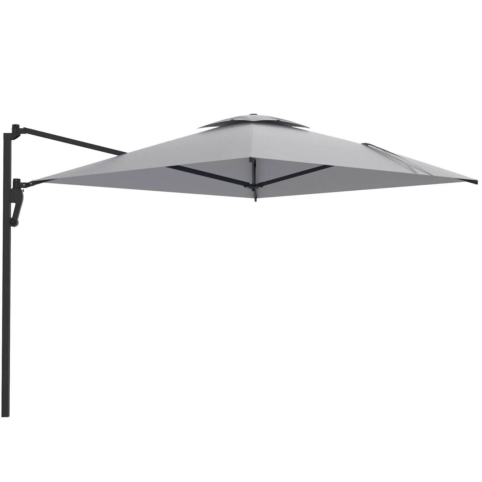AECOJOY 10ft Cantilever Patio Umbrella, Large Rectangle Umbrella 180° Rotation Offset, Grey