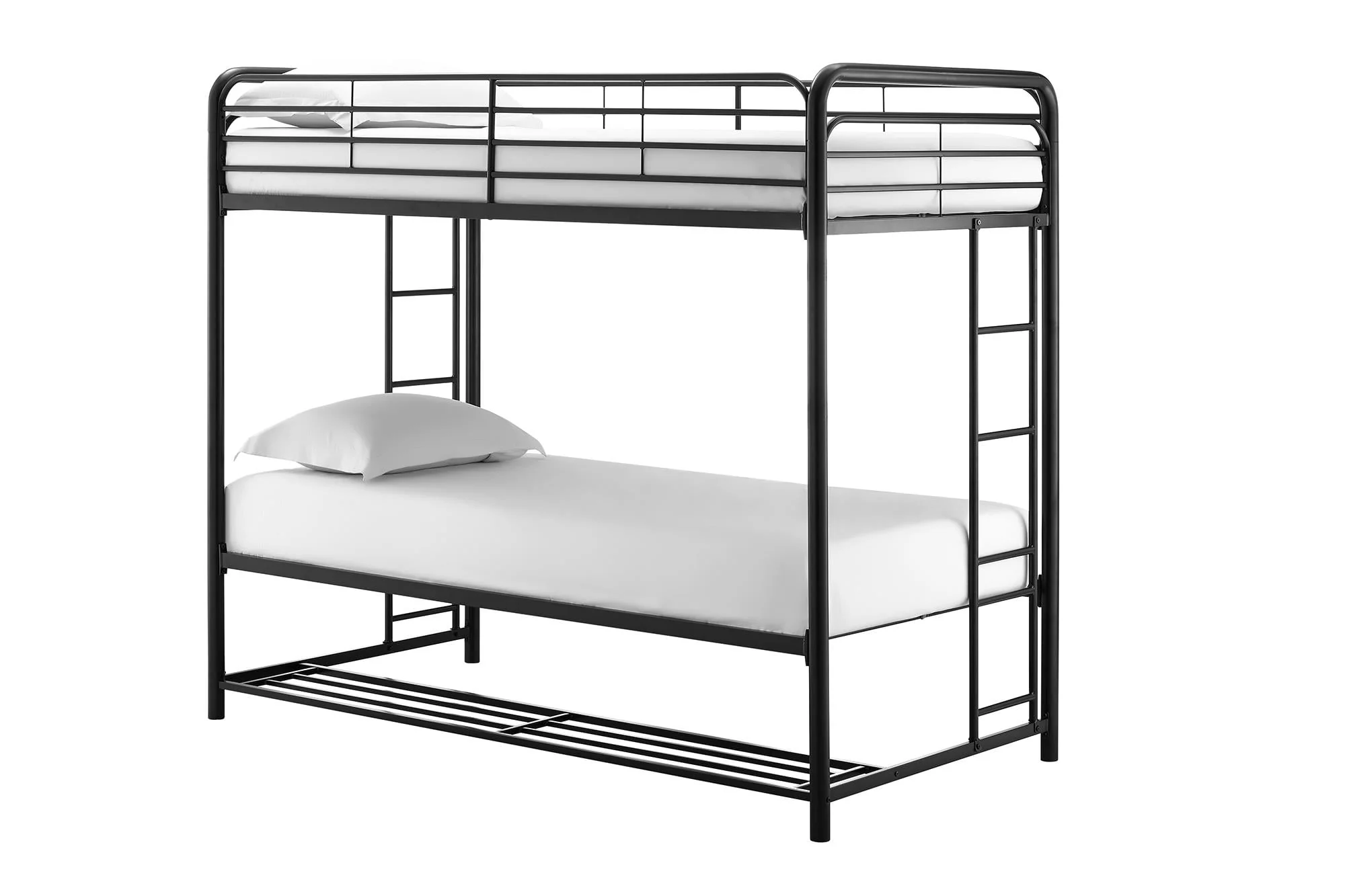 Twin over Twin Metal Bunk Bed with Storage Bins, Black - Image 5
