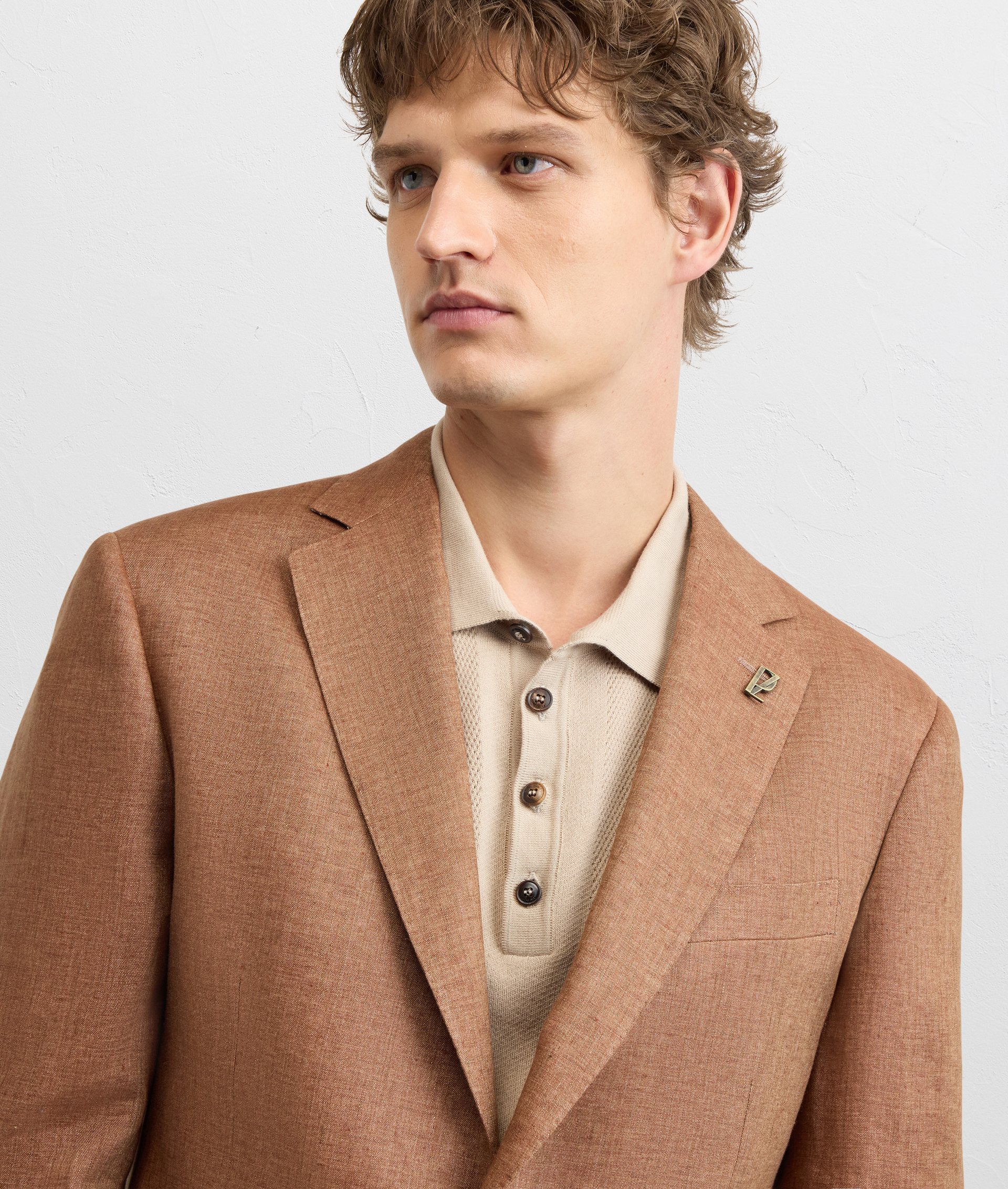 LIGHT BROWN LINEN VICENZA LINE DRESS