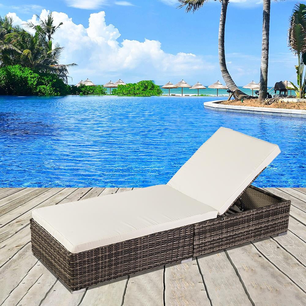 Outdoor Wicker Rattan Sunloungers Recliner Sun Bed Lounger Pool Garden - Image 4