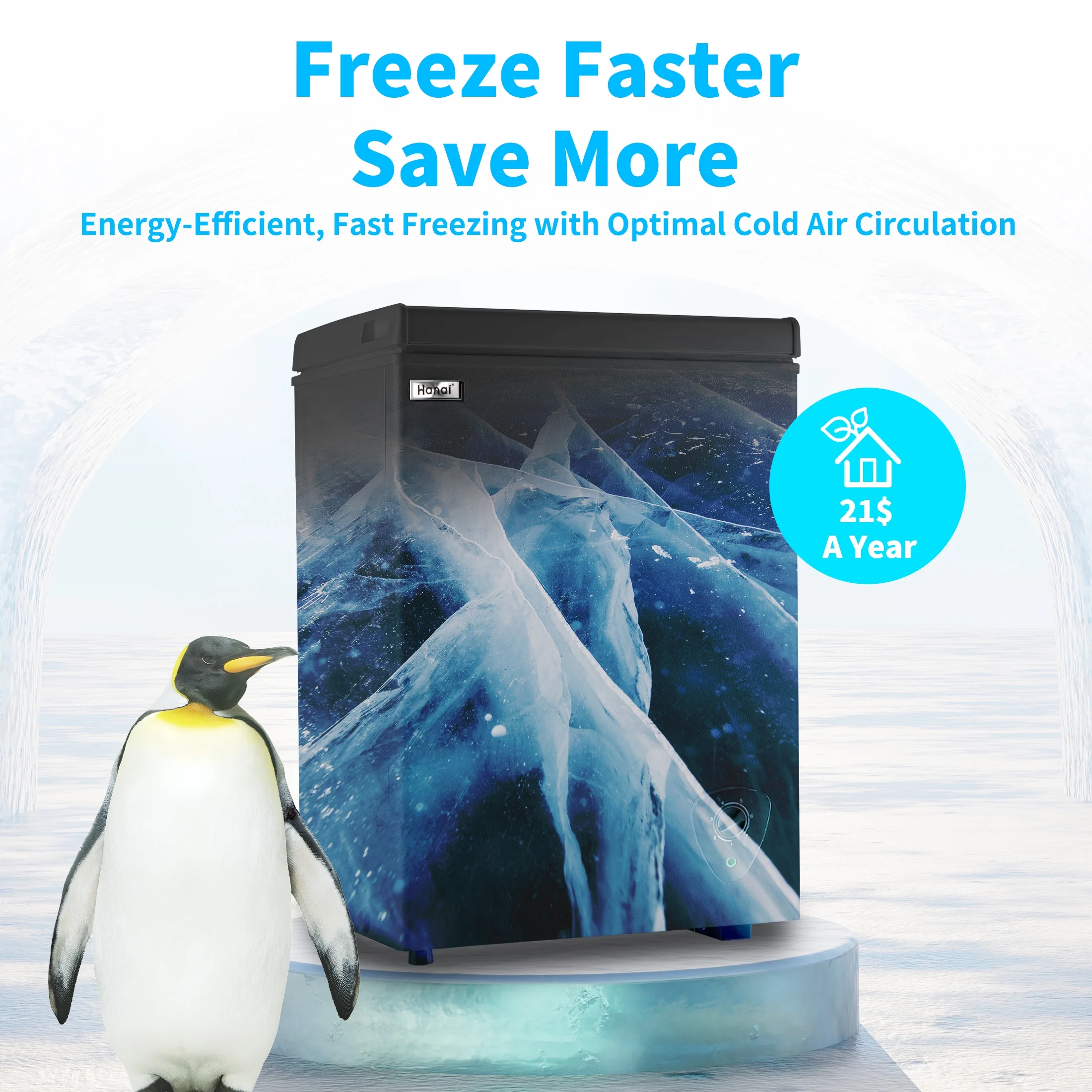 3.5 Cu.ft Freezer, Chest Freezer, Deep Freezer with Top Open Door - Image 3