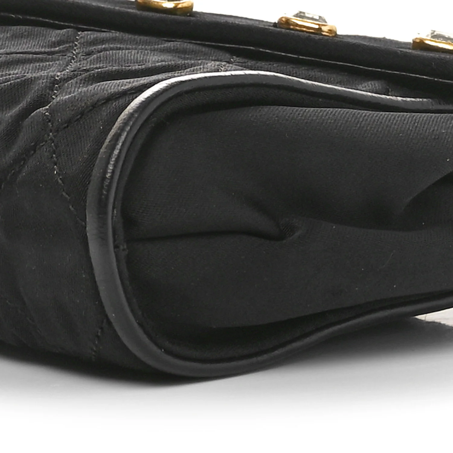 Fabric Quilted Crystal Envelope Small Flap Black