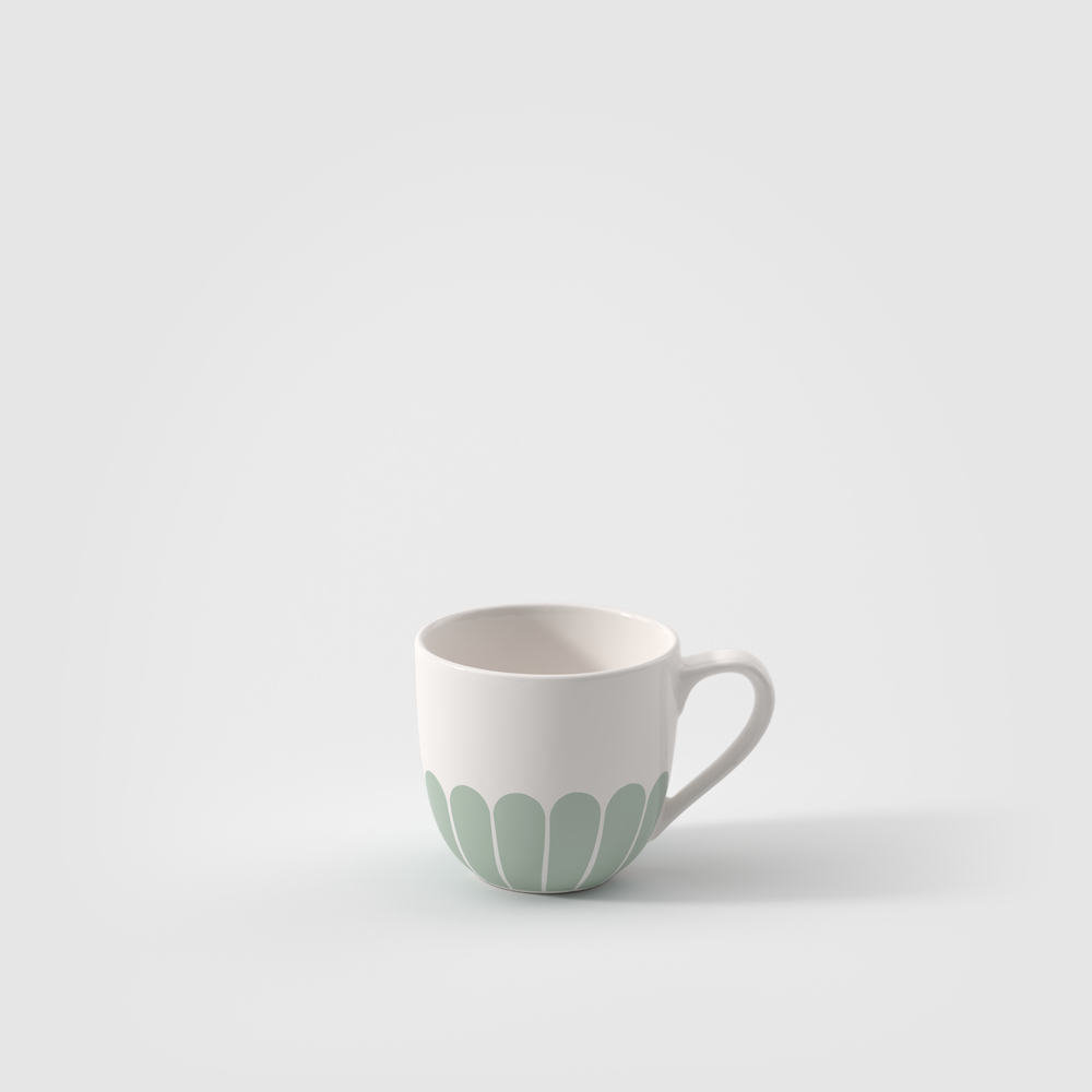 Fleur Espresso cup - Green, 2.4 oz, Premium Porcelain