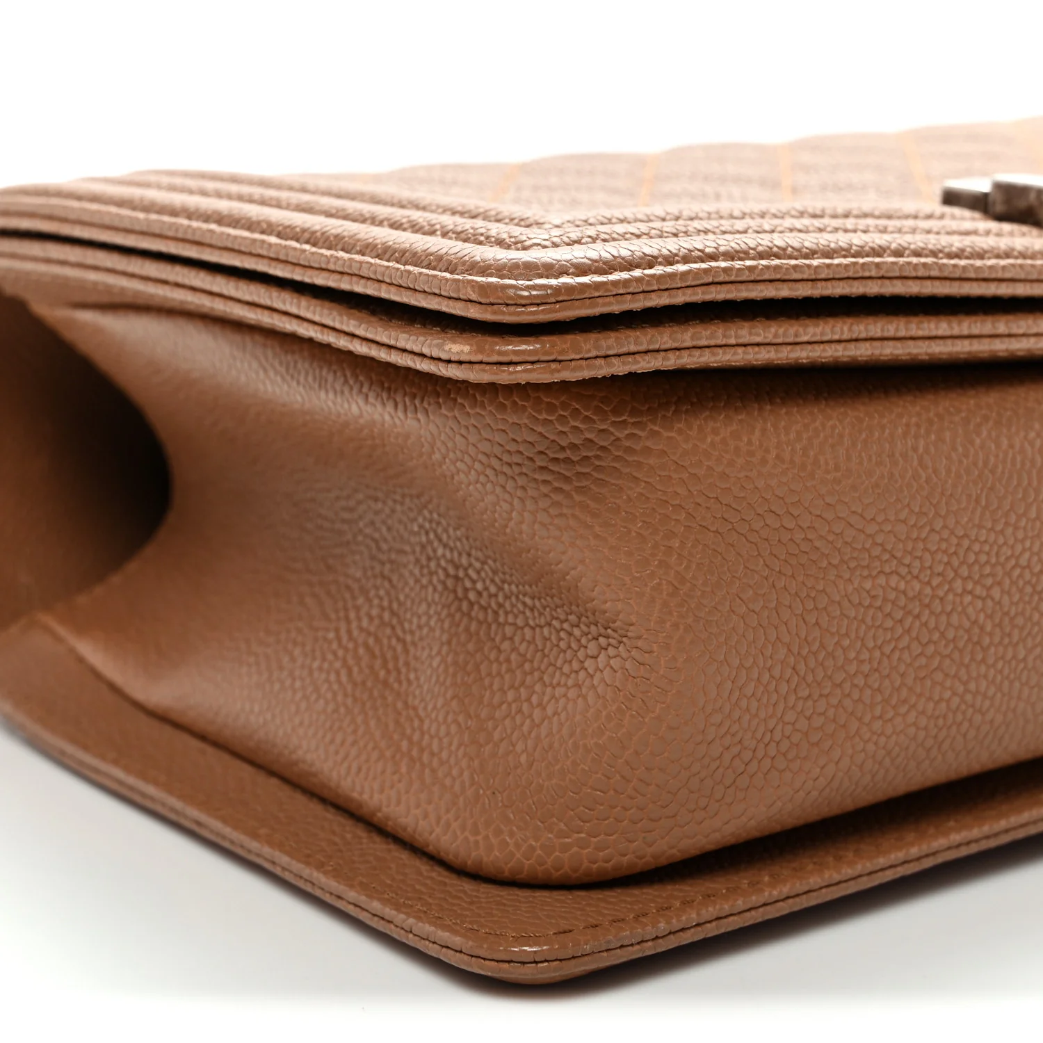 Caviar Quilted Medium Boy Flap Light Brown