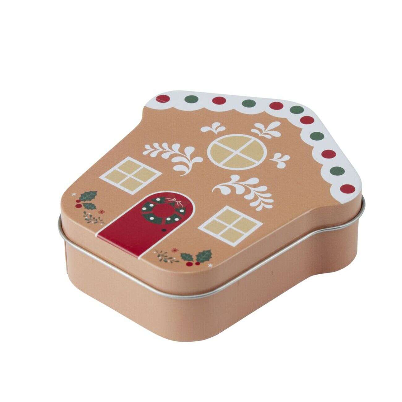 Boîte cadeau métal forme maison motif Noël 9xH11cm (3 modèles)