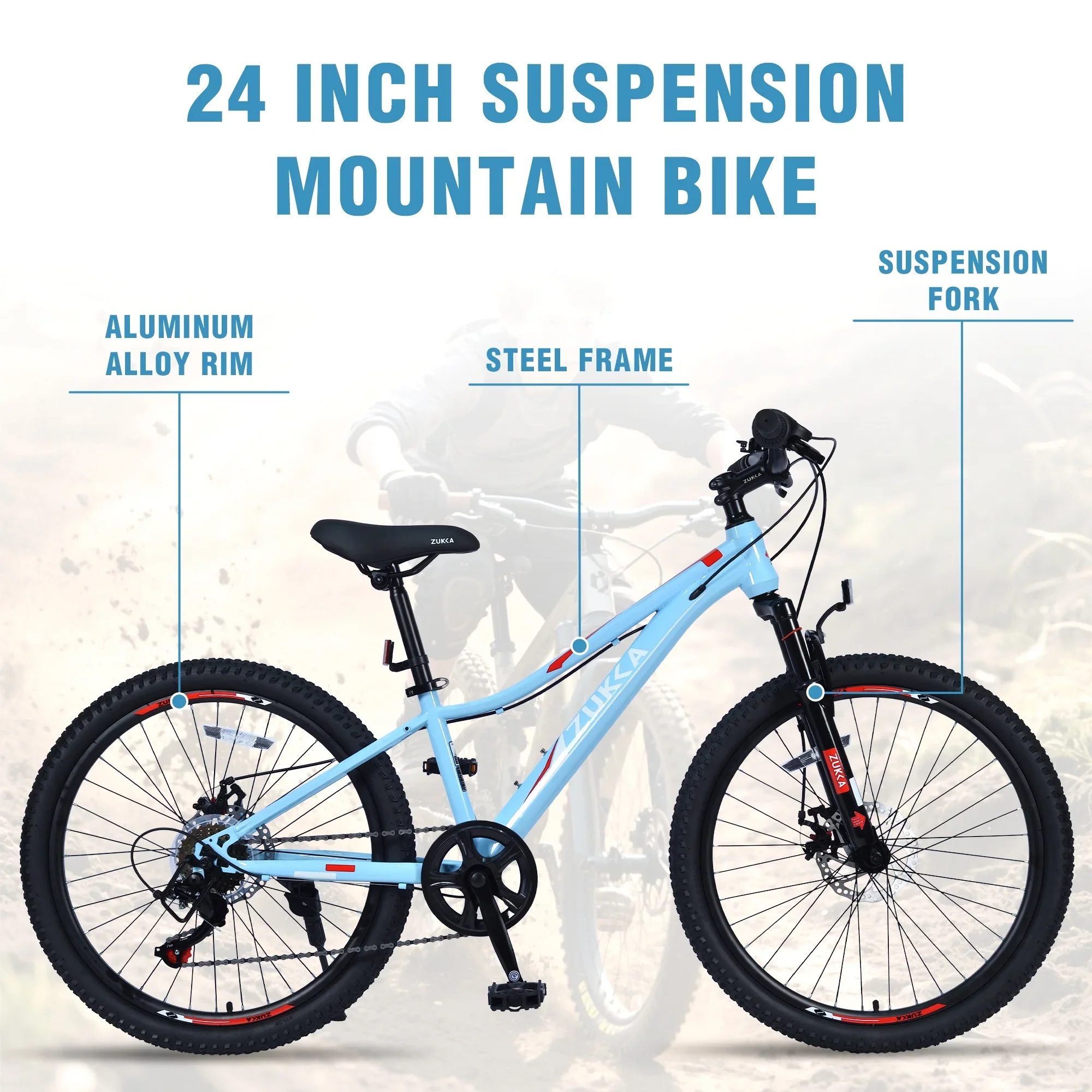 24“/26 Mountain Bike for Women - 21-Speed, Dual Disc Brakes, Front Suspension, All-Terrain Tires, 85% Pre-Assembled Carbon Steel Frame Bicycle