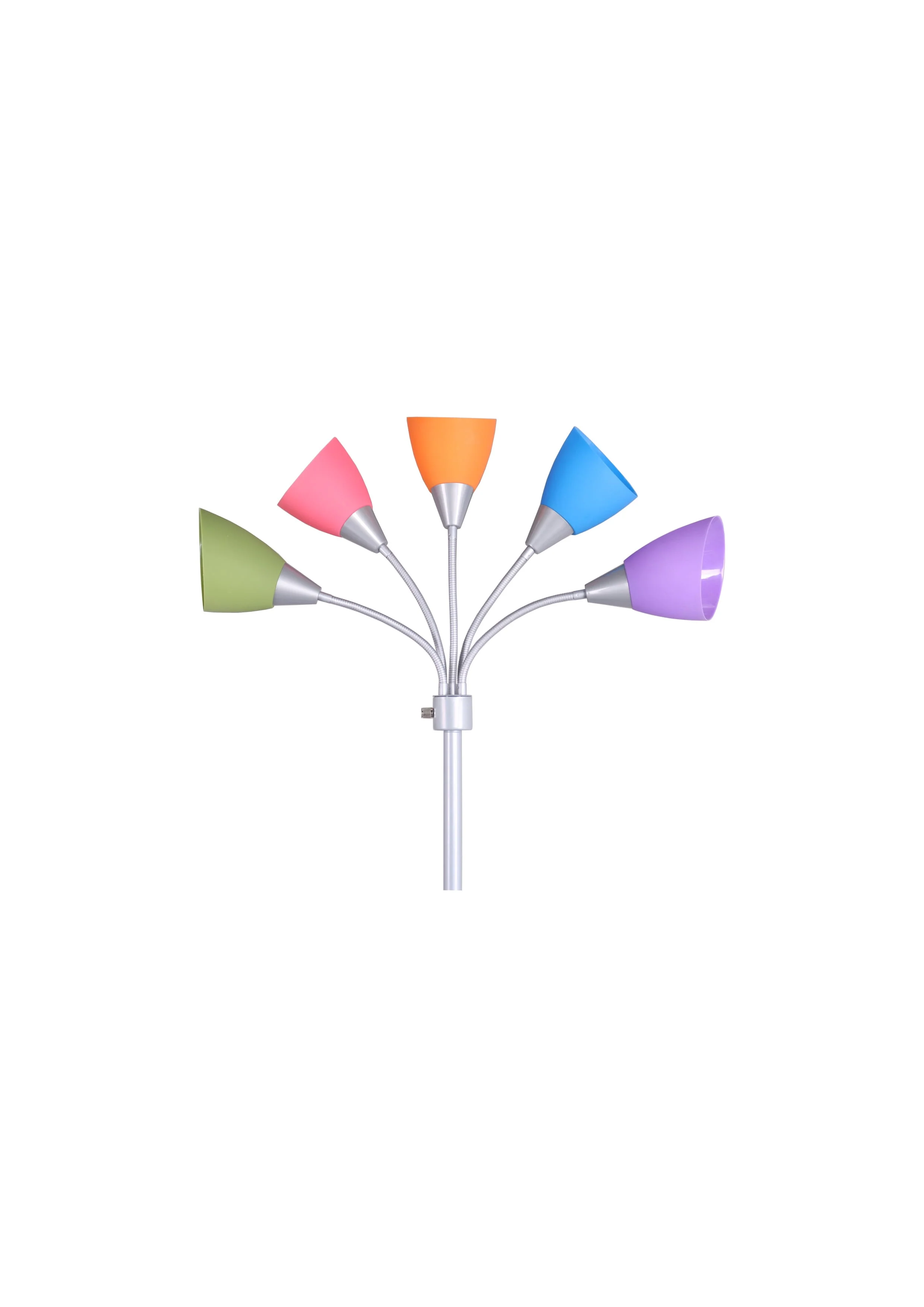 Mainstays 5 Light Floor Lamp, Multi-Color Shades, Metal Silver Finish, Modern, Young Adult Use