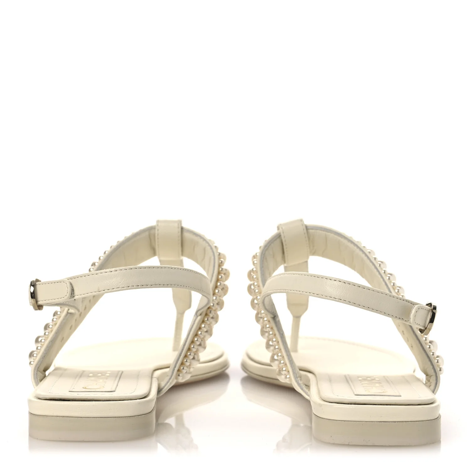 Lambskin Pearl Mini CC Thong Sandals 38 White