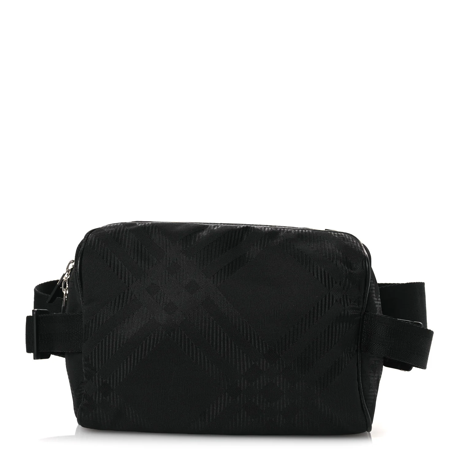 Nylon Jacquard Check Belt Bag Black
