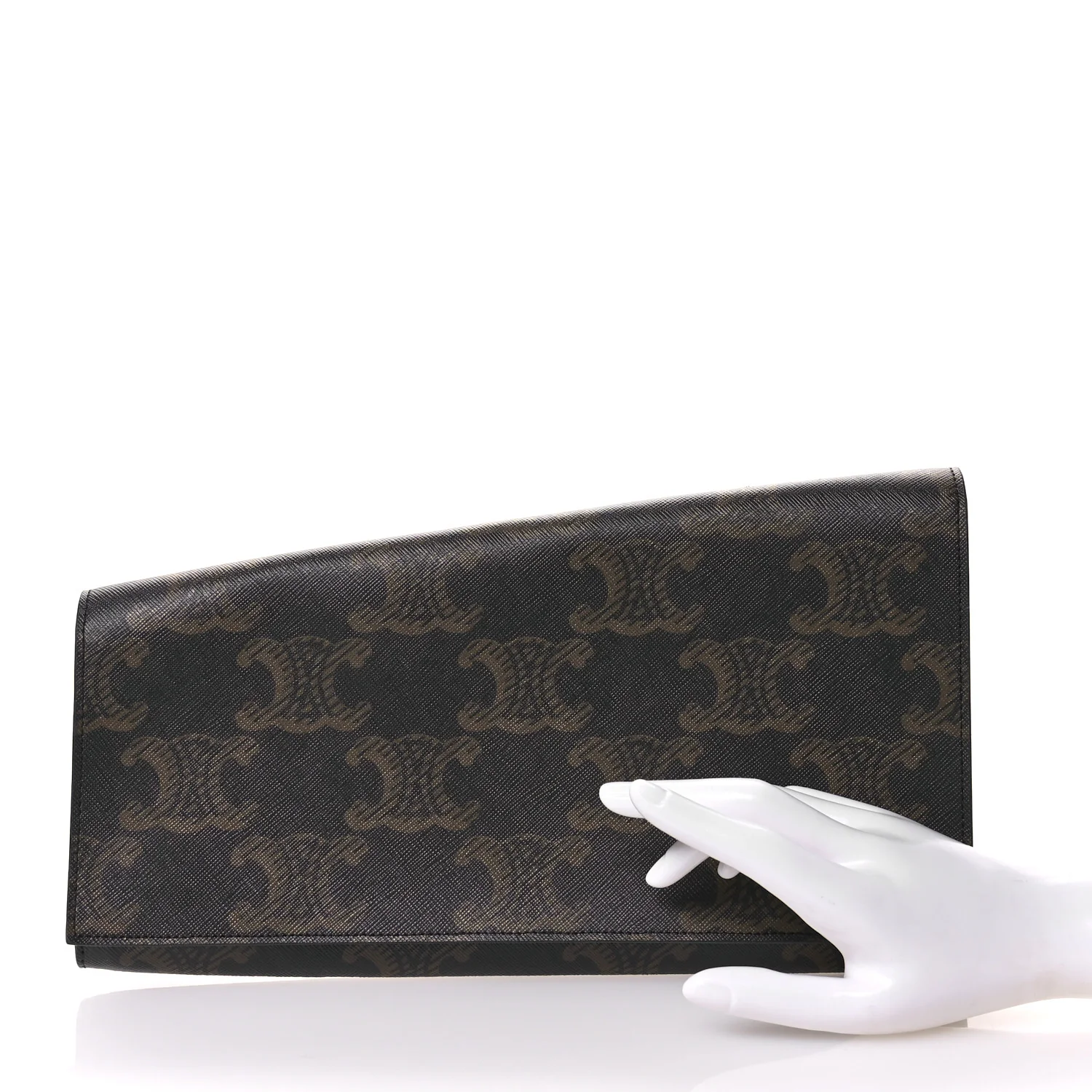 Triomphe Canvas Asymmetric Clutch Tan