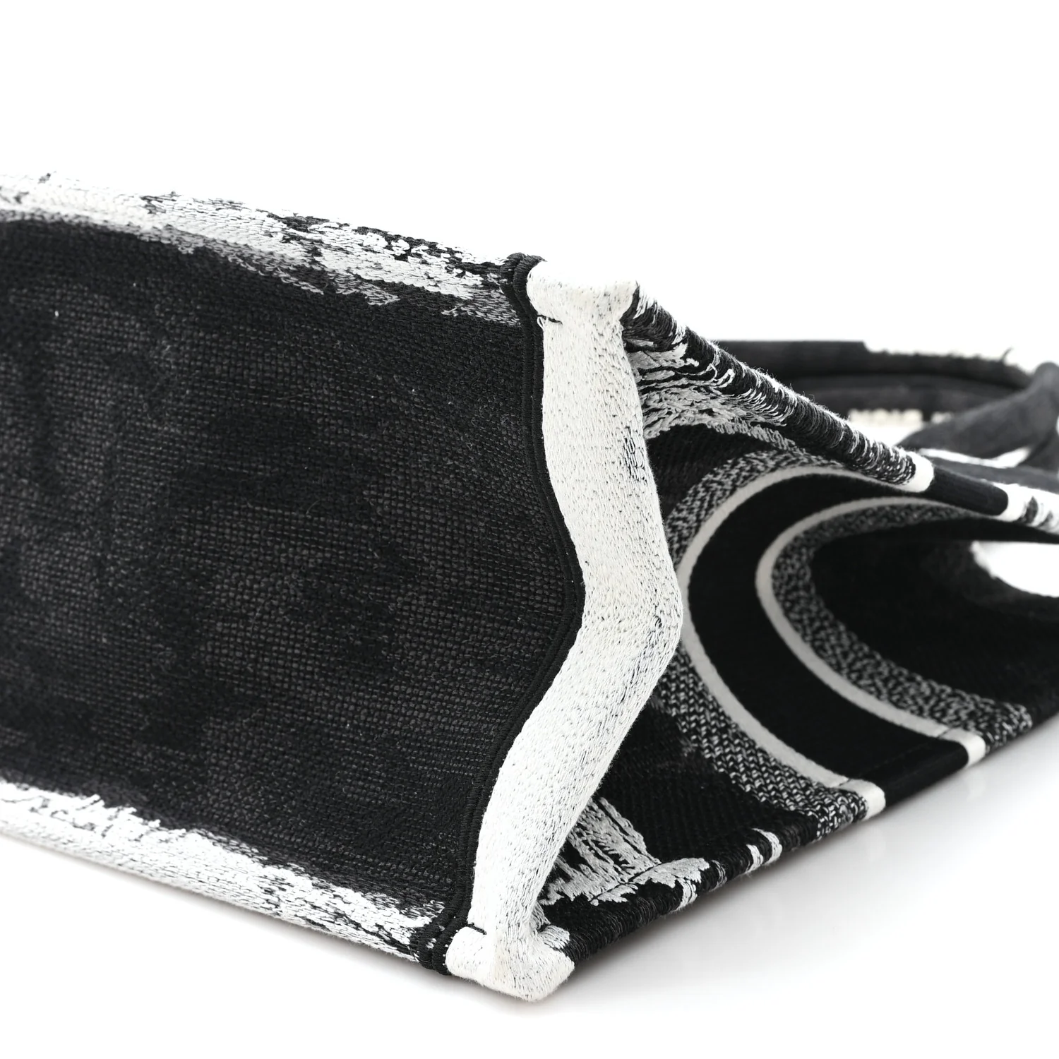 Canvas Embroidered Medium Paris Book Tote Black White