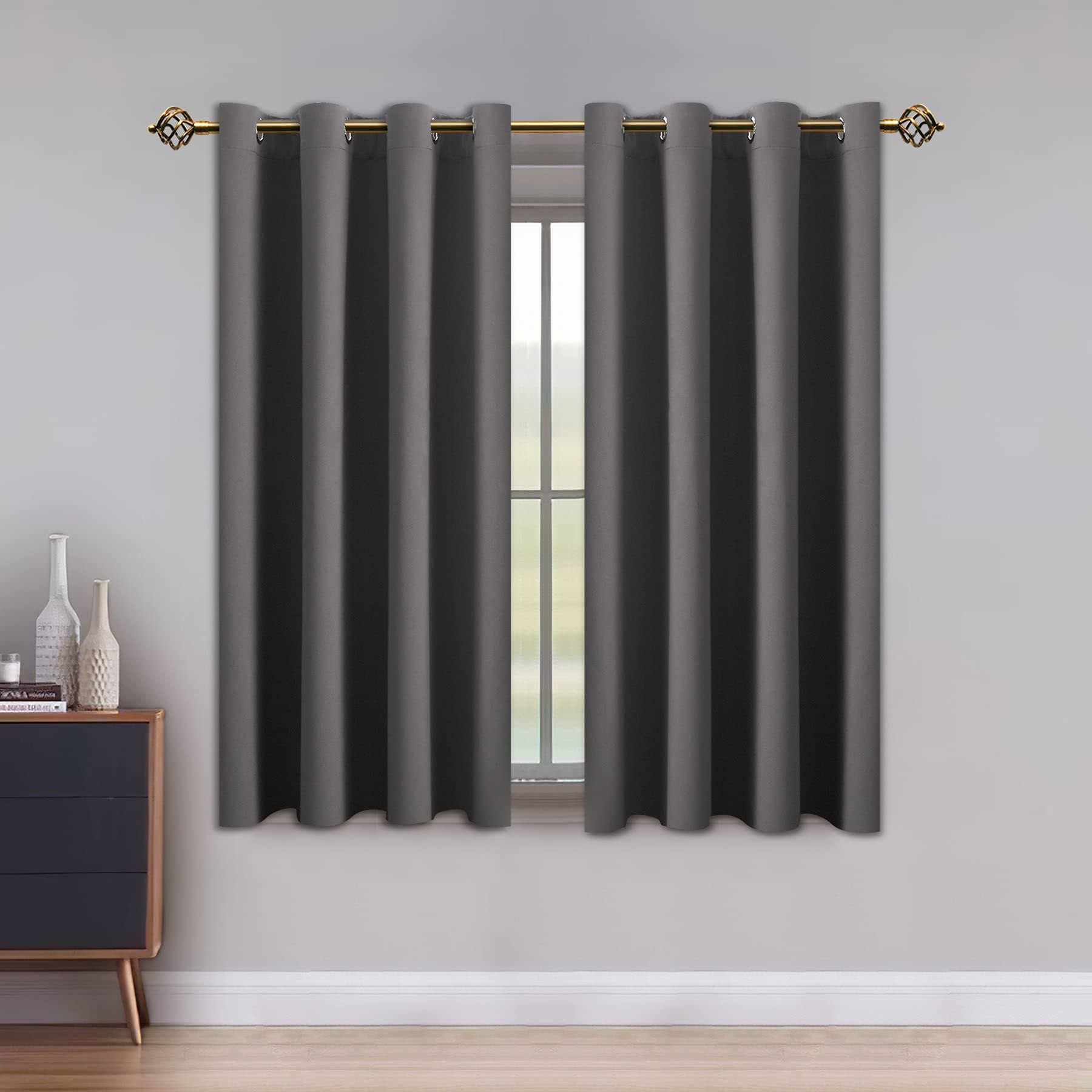 LUSHLEAF Blackout Curtains for Bedroom, Solid Thermal Insulated with Grommet Noise Reduction Window Drapes, Room Darkening Curtains for Living Room, 2
