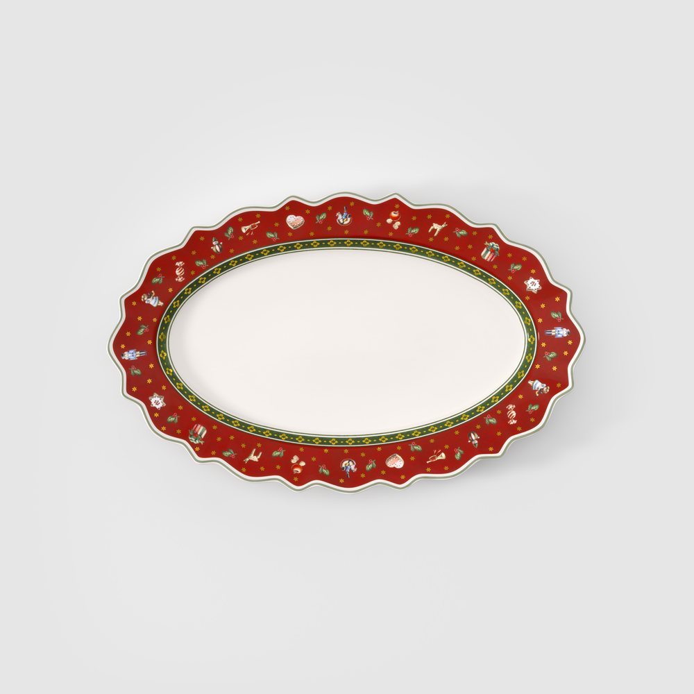 Toy's Delight Serving Platter - Red, Premium Porcelain
