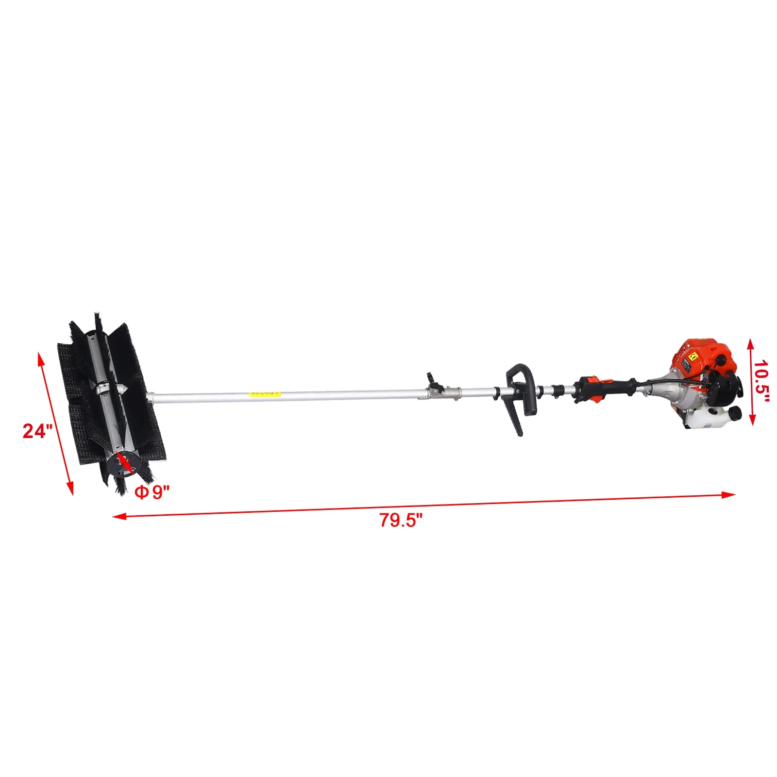 Power Snow Sweeper Brush Machine, 52cc Gasoline Walk-Behind Power Broom for Artificial Lawn Dirt Debris, 24" X 9" Brush, EPA Approved(24" x 9") - Image 7