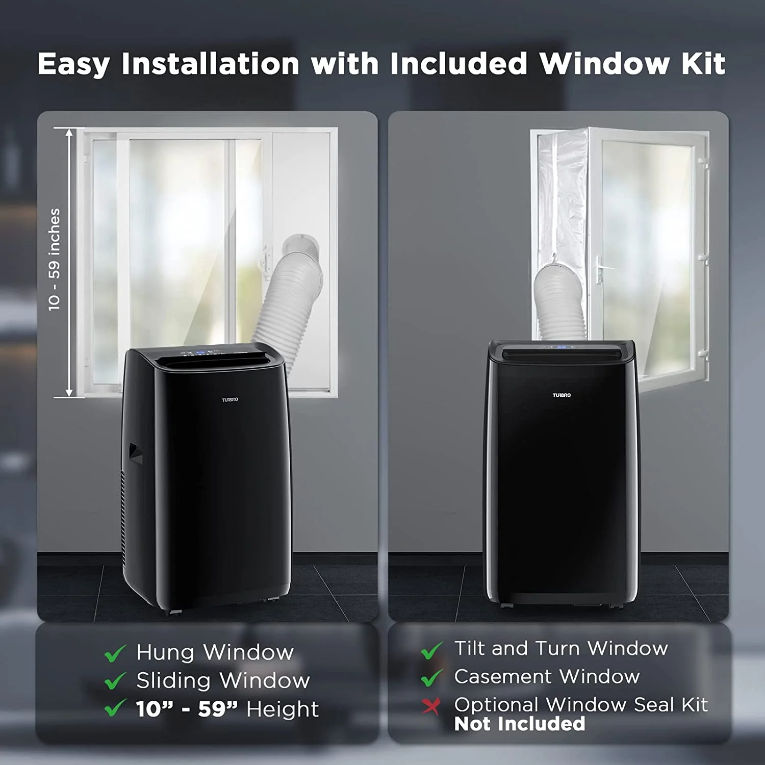 14,000 BTU Smart WiFi Portable Air Conditioner, Powerful Cooling up to 600 Sq ft, 3 in 1 Functions with Backlit Remote, Supports Alexa Voice Control, Easy Installation, Greenland Series, Black - Image 7