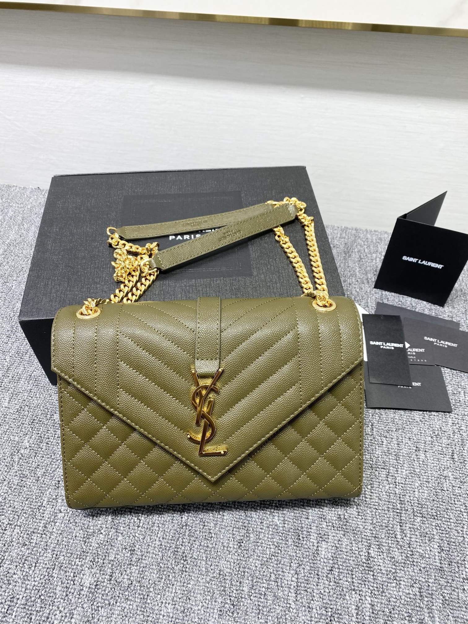 Y  Envelope Medium Bag In Mix Matelasse Grain  De Poudre Embossed Leather