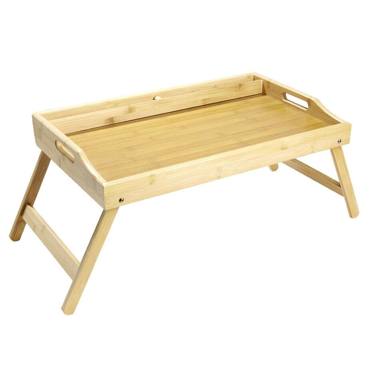 Plateau rectangulaire en bambou pieds rétractables 50x30xH24,5cm