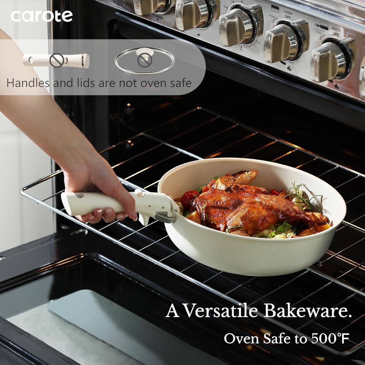 CAROTE 19pcs Pots and Pans Set Non Stick, Detachable Handle Cookware