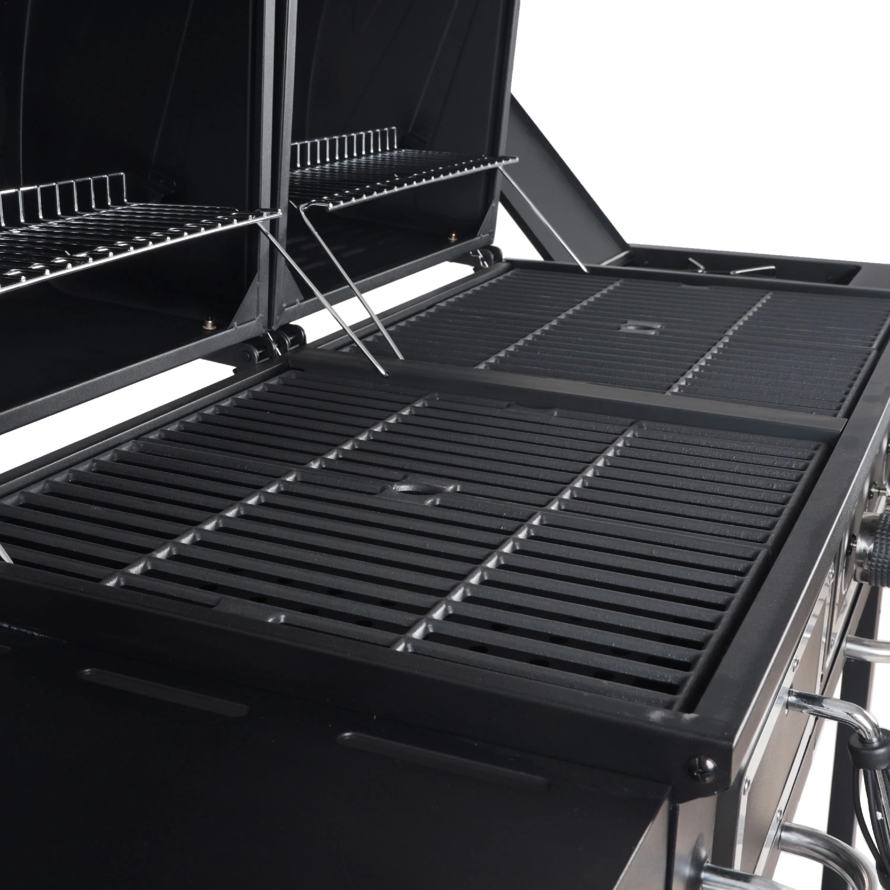 Dual Fuel Gas Charcoal Combo Grill, Black with Stainless - Image 2