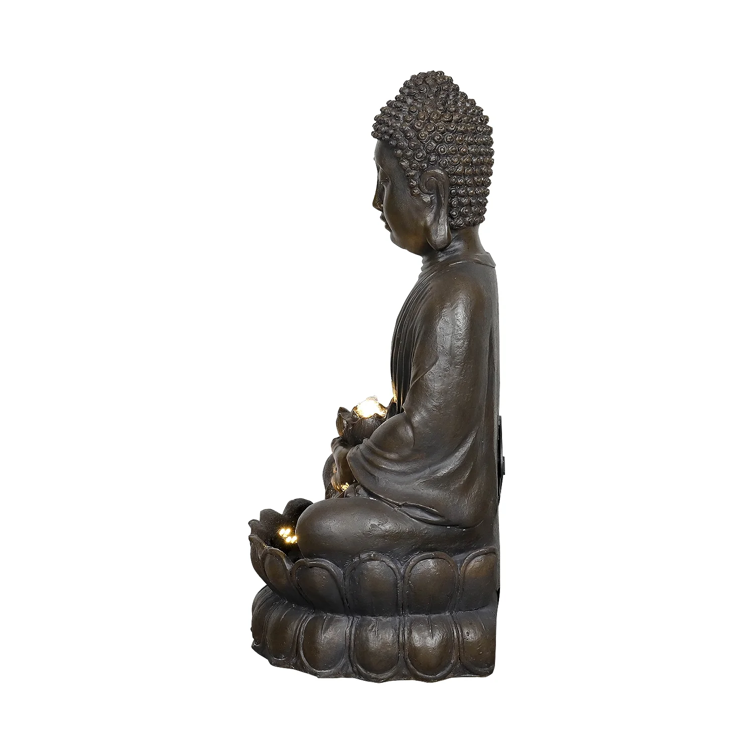 33" H Buddha Outdoor Water Fountain with LED Lights and Pump,Zen Style Relaxing Garden Fountain Waterfall for Patio, Porch and Yard Decor - Image 9