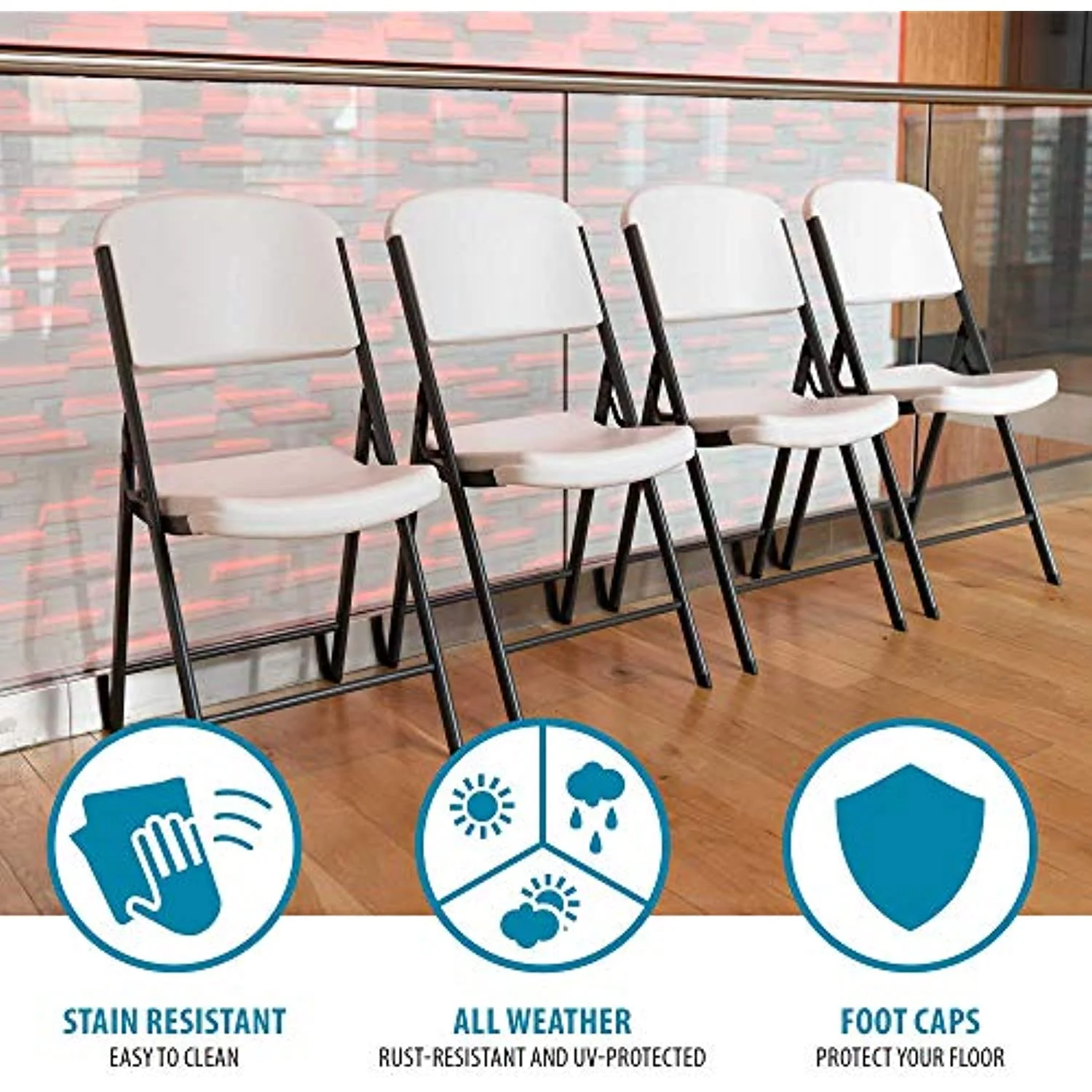 Commercial Grade Folding Chairs, 6 Pack, Adult Sized, White Granite (80747) - Image 3