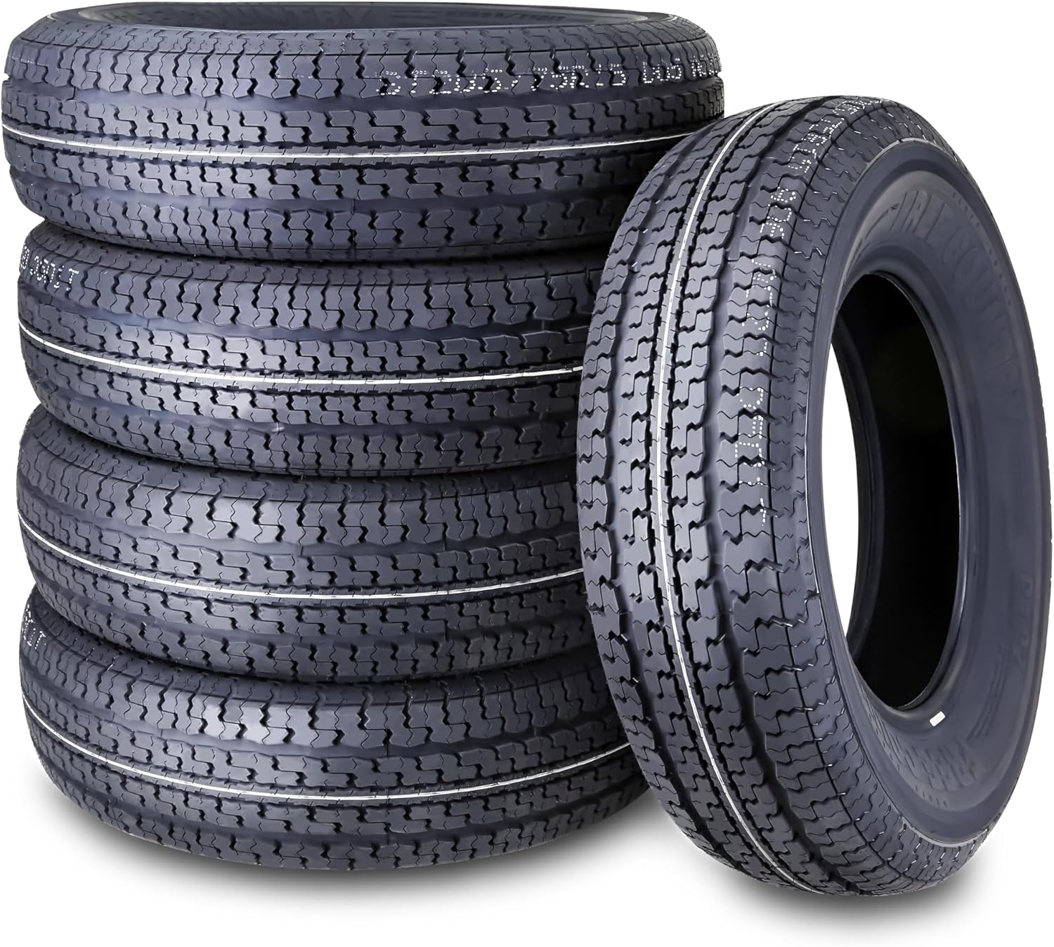 Ensemble de 4 pneus de remorque robustes ST205/75R15 205 75 15 10 plis, indice de charge E, à carcasse radiale en acier avec protection anti-abrasion