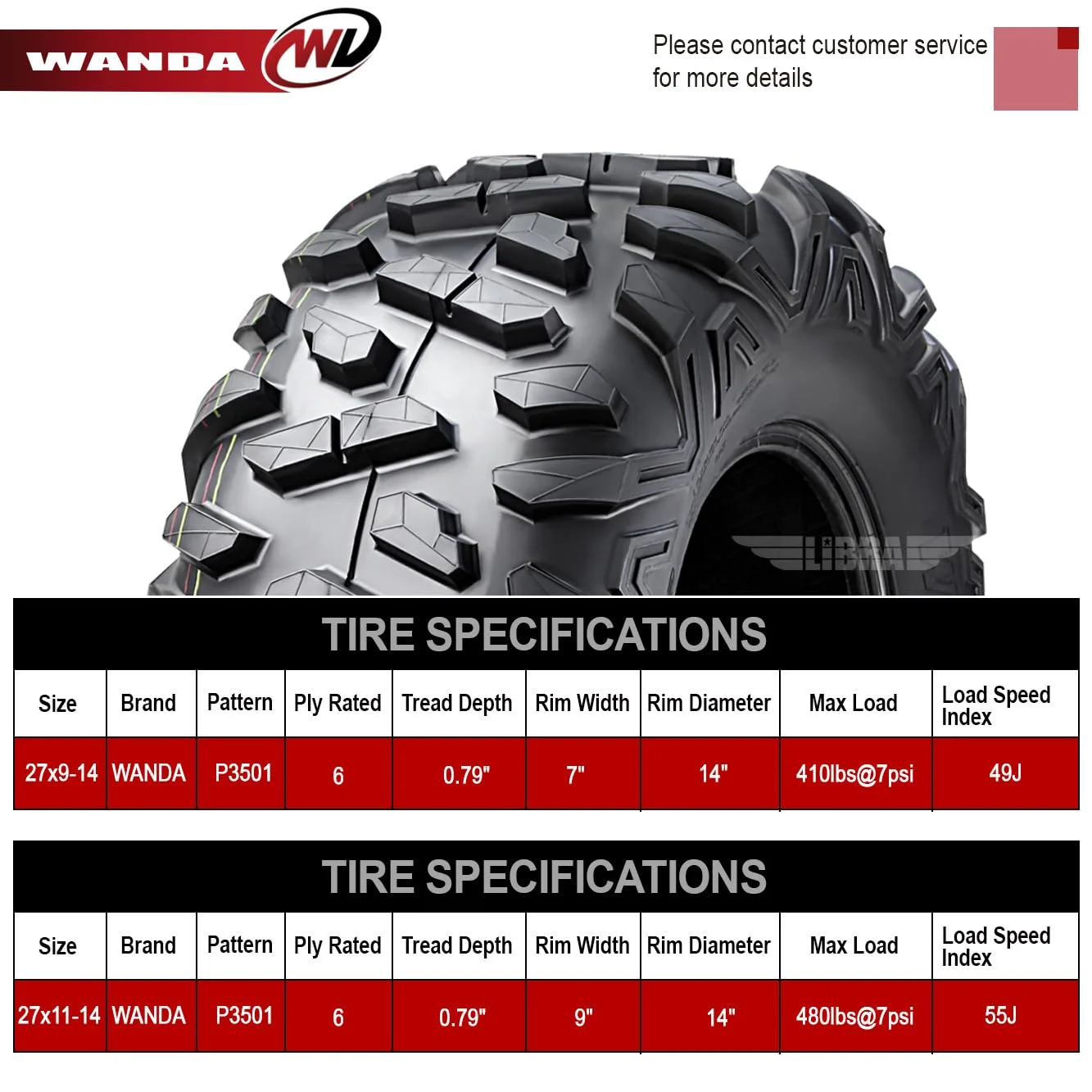 Full Set ATV Tires 27x9-14 27x11-14 for 2014 John Deere GATOR XUV825I 4x4 SE - Image 3