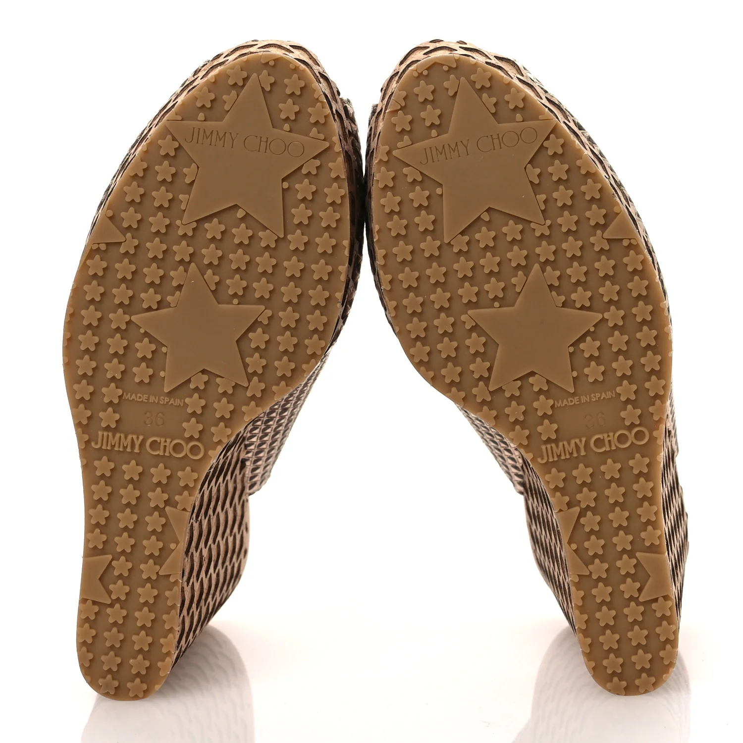 Metallic Embossed Calfskin Pacific 120mm Peep-Toe Cork Wedge Sandal 36 Gold