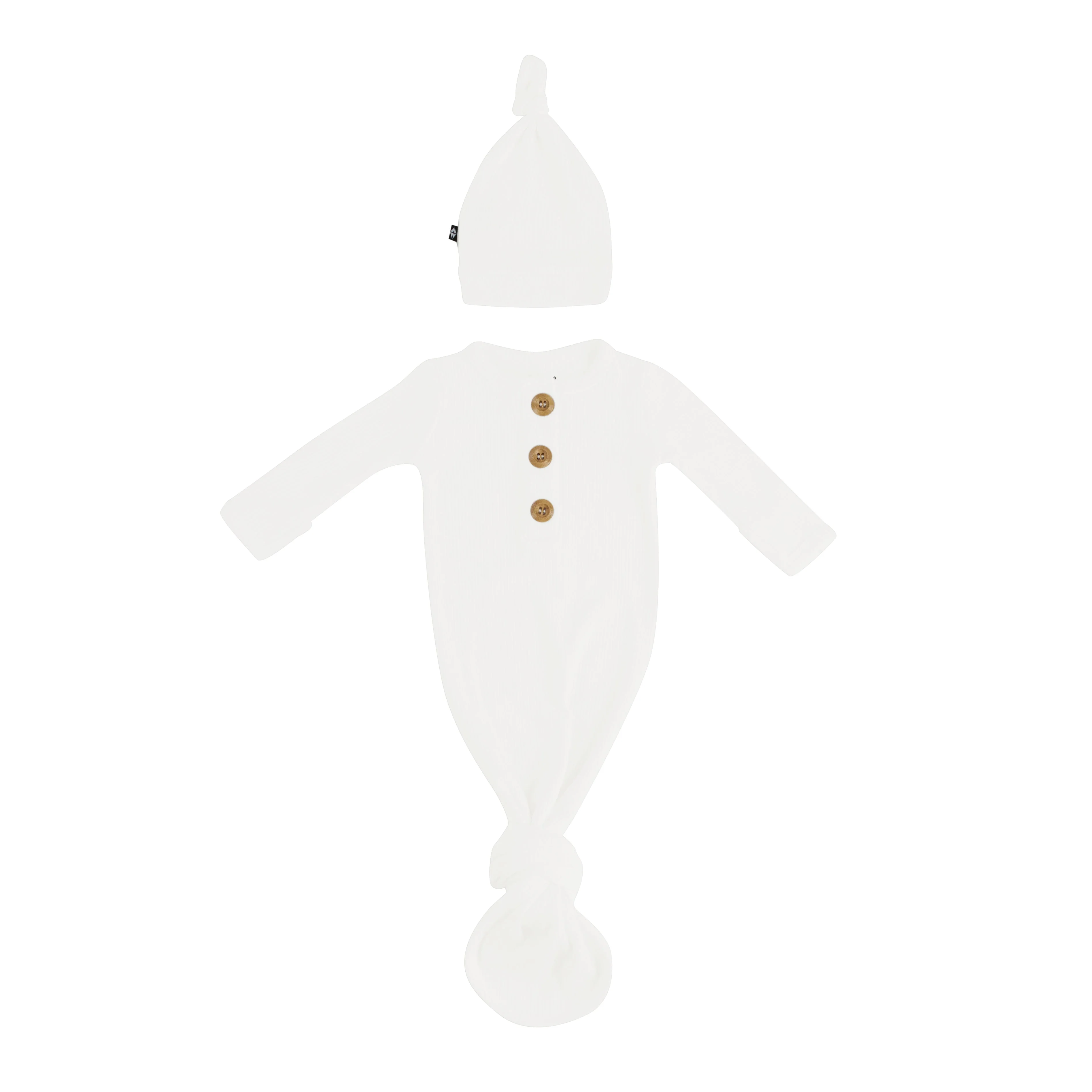 Ribbed Knotted Day Gown with Hat Set in Cloud