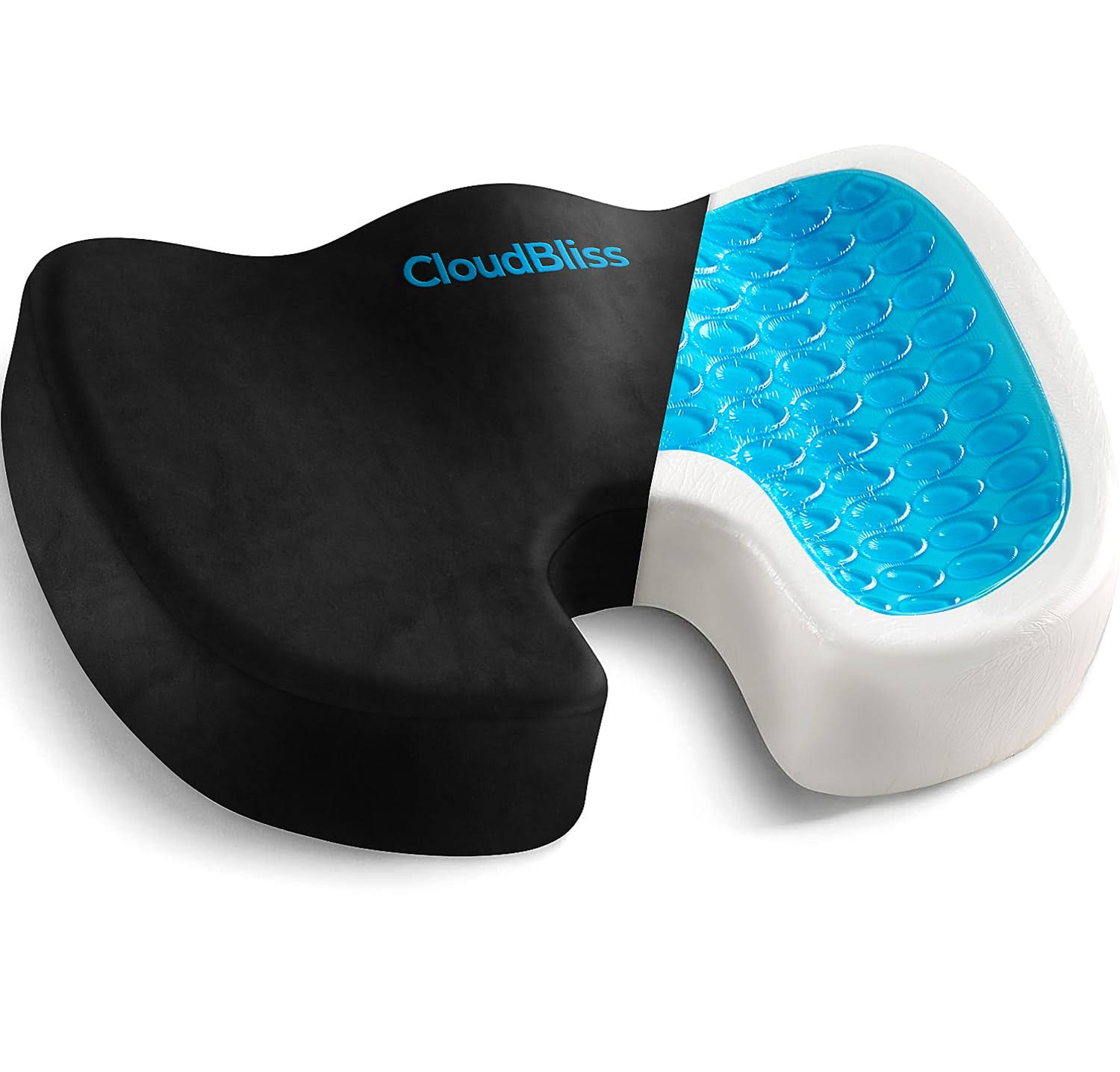Cloudbliss Gel Seat Cushion - Ergonomic Memory Foam Cushion for Office Chair - Coccyx,Tailbone,Sciatica & Back Pain Relief - Desk Chair Cushion F