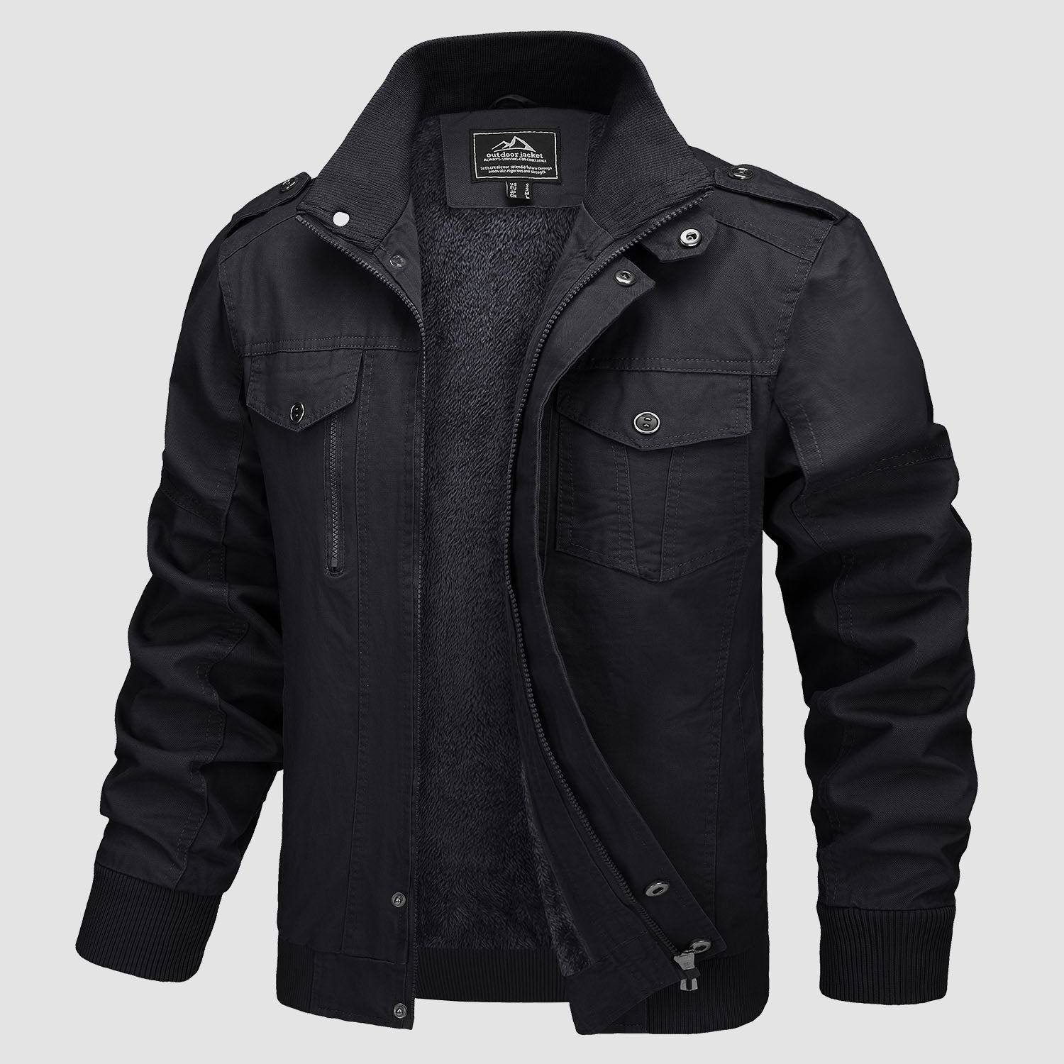 Veste cargo militaire d'hiver pour homme, doublée polaire, chaude et épaisse, avec 5 poches.